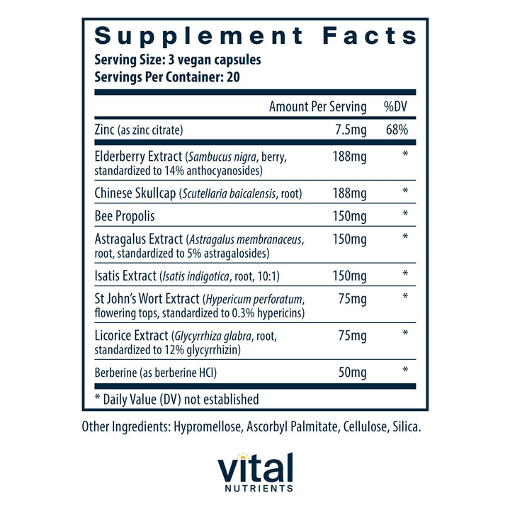 Vital Nutrients ViraCon | Vegan Immune Support Supplement* | Zinc, Elderberry, Licorice Root Extract, & Other Herbs for Comprehensive Immune Support | Gluten, Dairy, Soy Free | Non-GMO | 60 Capsules
