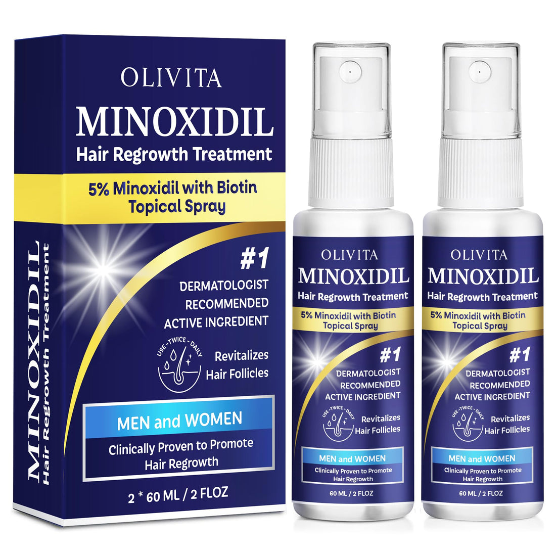 5% Minoxidil for Men and Women Hair Growth: Minoxidil Spray Hair Regrowth Treatment Serum with Biotin & Rosemary -Stop Hair Thinning and Hair Loss For Stronger Thicker Longer Hair