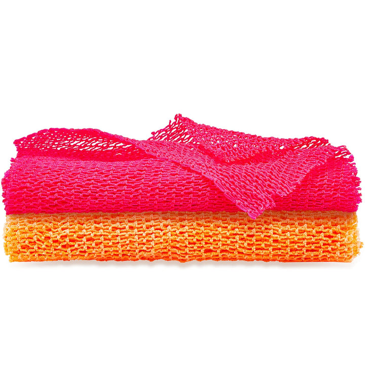 2 Pieces African Net Sponge African Body Exfoliating Net African Net Bath Exfoliating Shower Body Scrubber Back Scrubber Skin Smoother for Daily Use or Stocking Stuffer (Yellow, Pink)