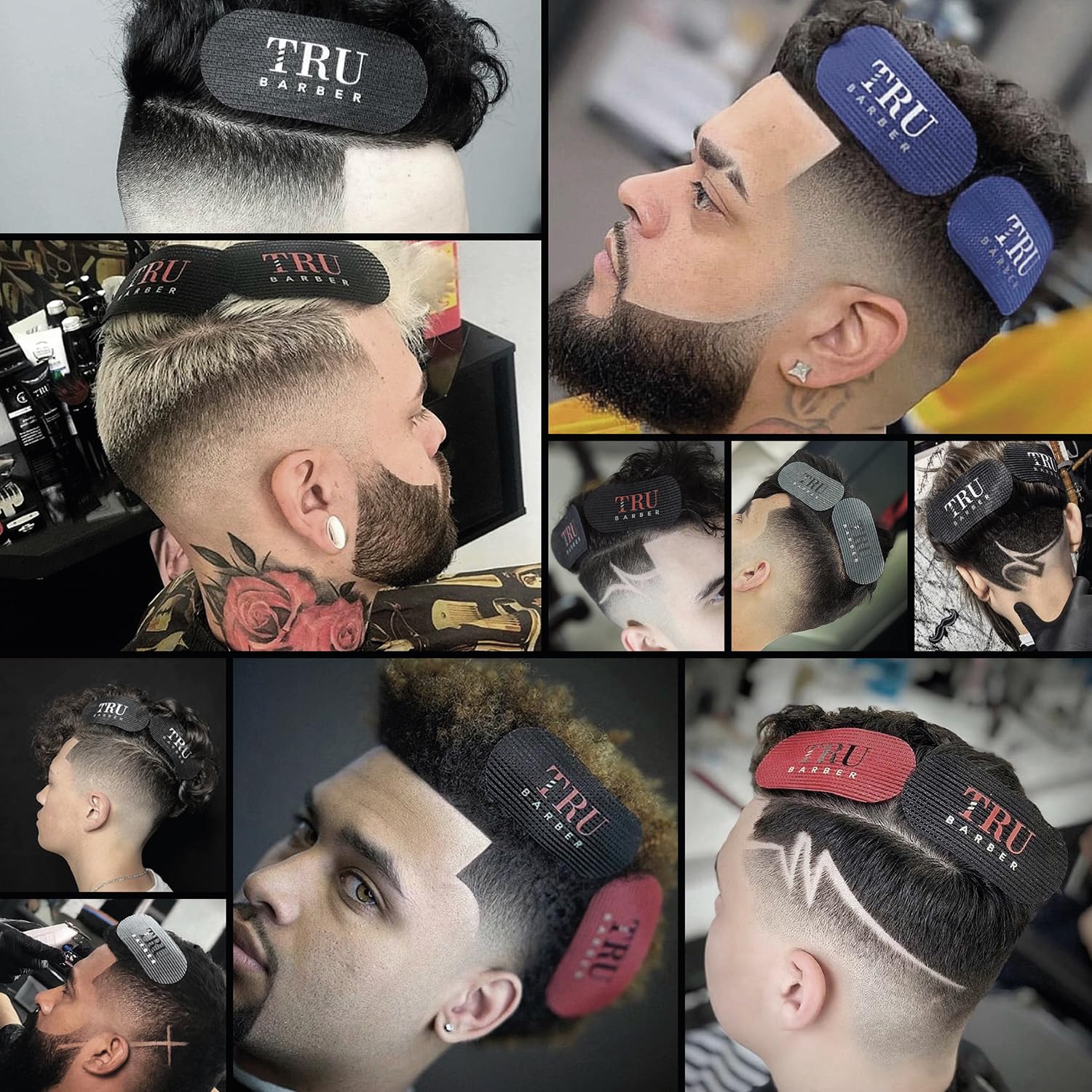 TRU BARBER HAIR GRIPPERS BUNDLE PACK 6 PCS for Men and Women - Salon and Barber, Hair Clips for Styling, Hair holder Grips (Black)