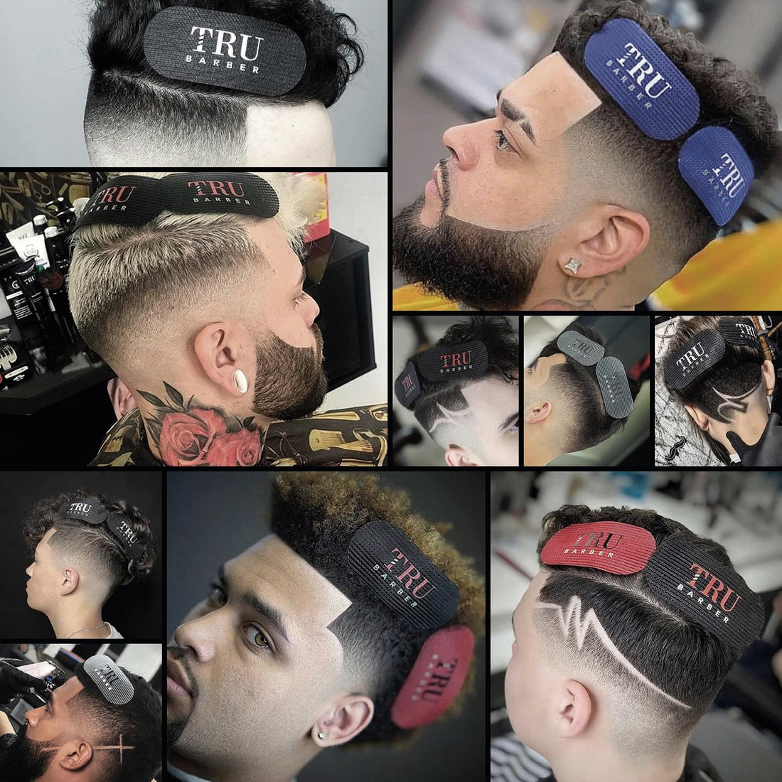 TRU BARBER HAIR GRIPPERS BUNDLE PACK 6 PCS for Men and Women - Salon and Barber, Hair Clips for Styling, Hair holder Grips (Black)