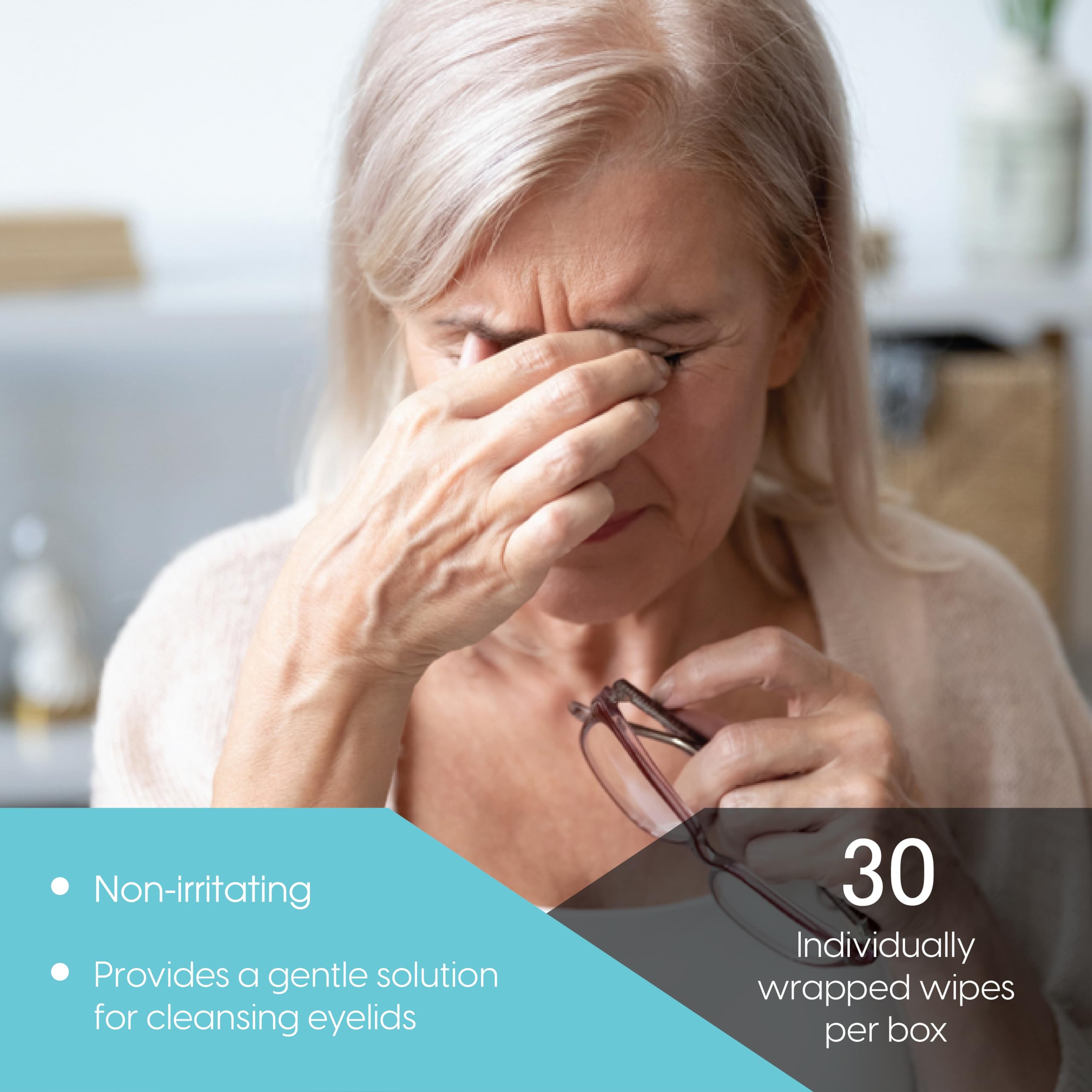 Clear C Eye Lids Pre Moistened Cleaning Wipes for Dry Eyes, Red Eye Irritation - Rinse Free Eye Cleansing Wipes - 30 Count, Pack of 1 Individually Wrapped Travel Wipes