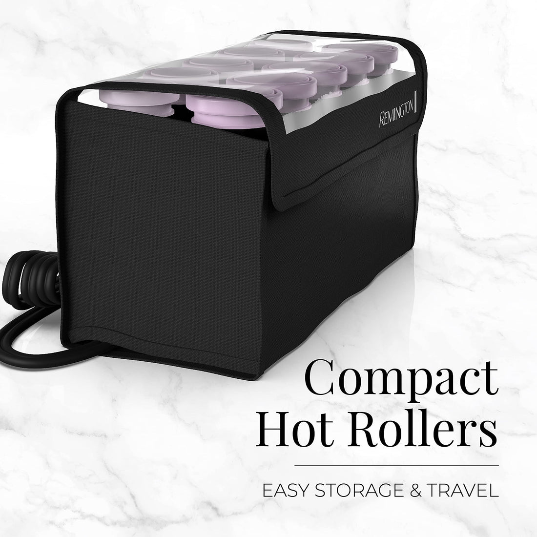 Remington Compact Ceramic Dual Voltage Hot Rollers for Long and Short Hair, Hair Setters, Hair Curlers, 1-1 ¼ Purple/Black, 10 Piece Set