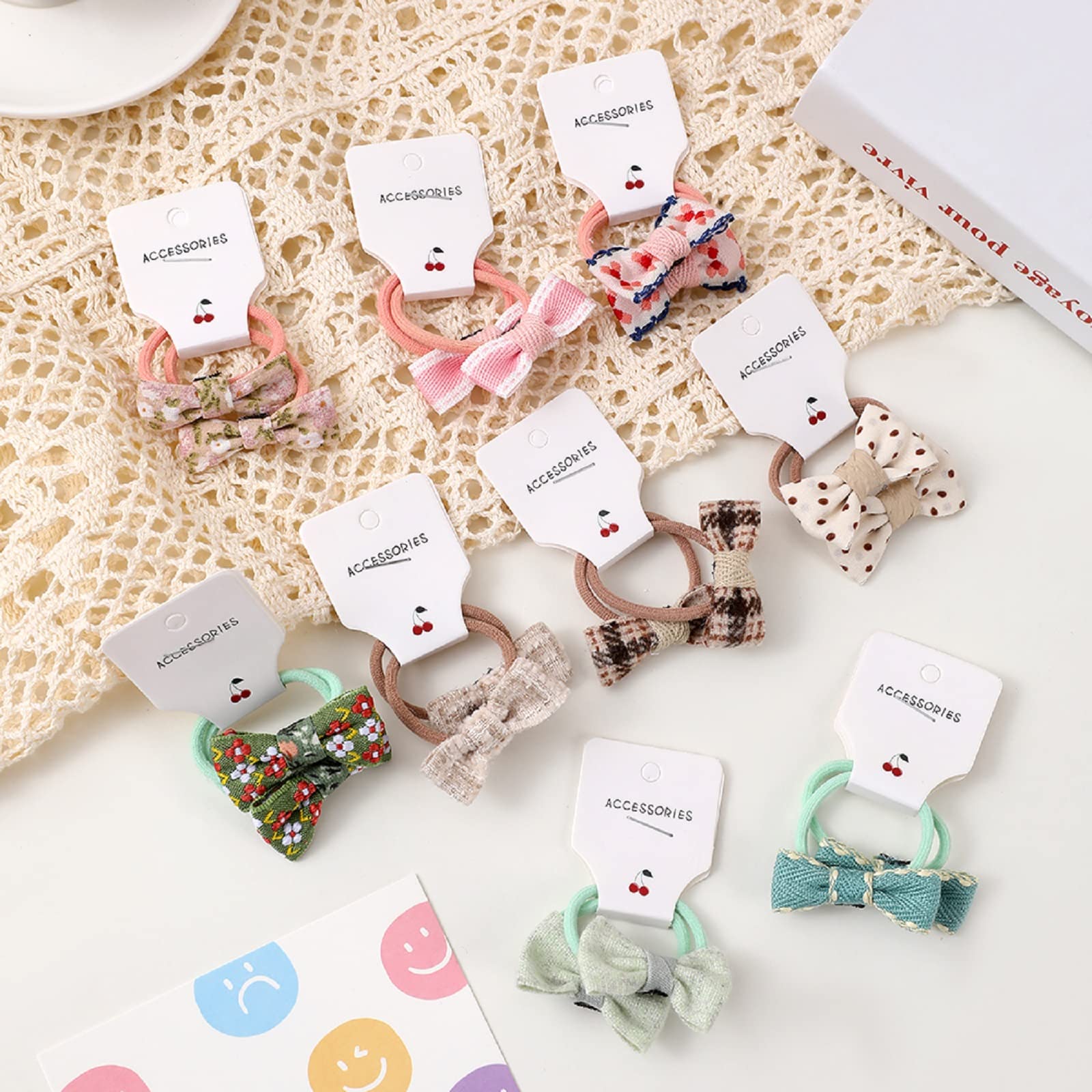 BOUNIQ 30 Pcs(15 pairs) Hair Ties With Bows 1.2 Inch Small Toddler Girls Ponytail Holders Pigtails Elastic Bands Hair Accessories For Toddler Kids Baby Girls