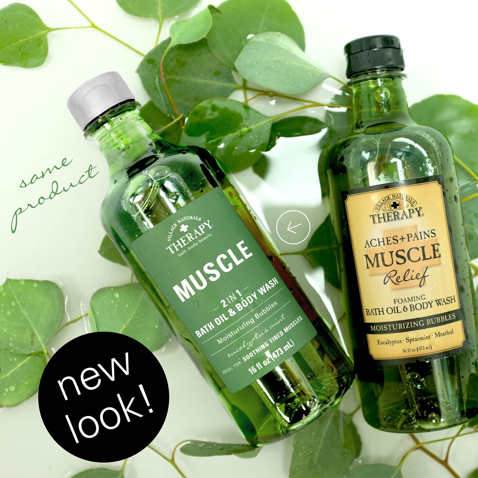 Village Naturals Aches And Pains Muscle Relief Foaming Bath Oil And Body Wash 16 Oz. 2 Pack