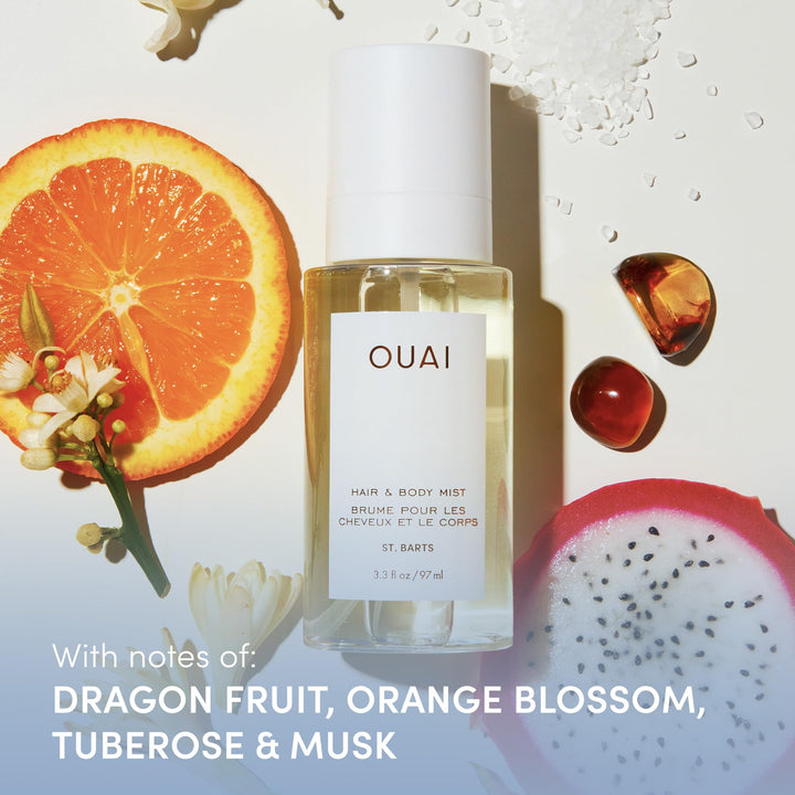 OUAI St. Barts Hair and Body Mist - Tropical-Scented Hair Perfume and Body Spray - Notes of Dragonfruit, Orange Blossom, Tuberose & Musk (3.3 Fl Oz)
