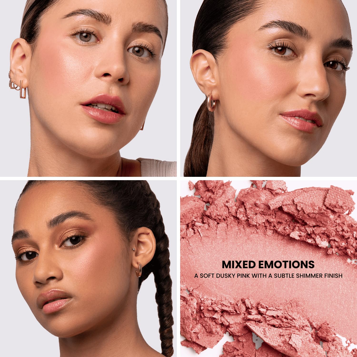 Phase Zero Makeup Powder Blusher - Mixed Emotions - 4g / 0.141oz - Pigmented, Buildable, Lightweight Powder Blush for a Radiant, Healthy, Natural Glow. Versatile Shades - Pink - Shimmer finish.