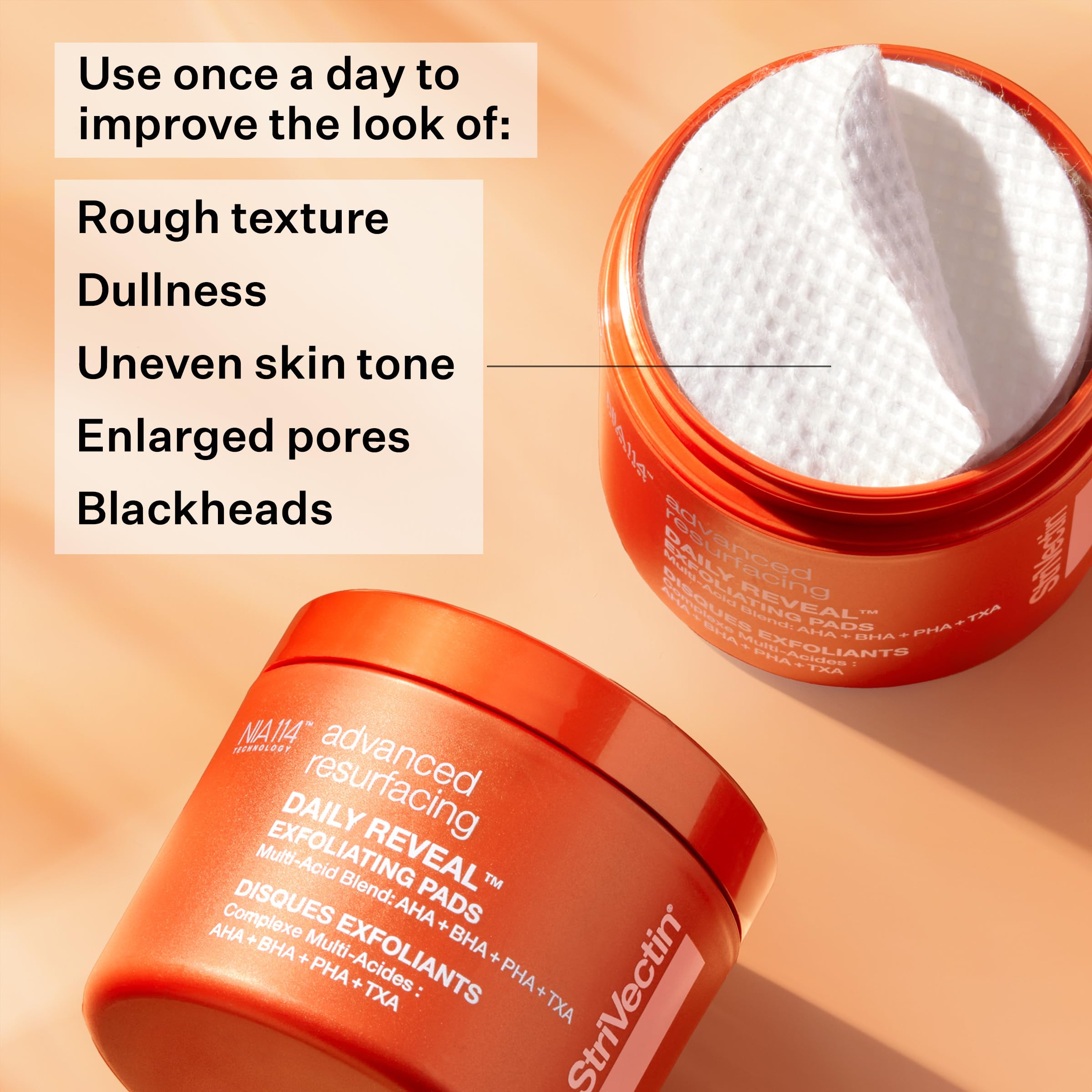 StriVectin Advanced Resurfacing Daily Reveal Exfoliating Face Pads, Visibly Smooths and Brightens Skin, Reduces Blackheads 60 ct