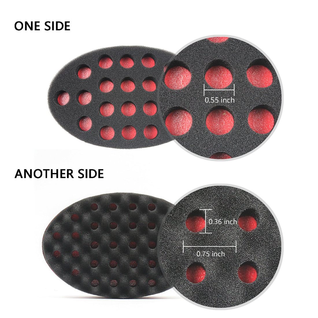 HALLO Set of 4 Big Holes Hair Brush Sponge Twist Wave Barber Tool For Dreads Afro Locs Twist Curl Black