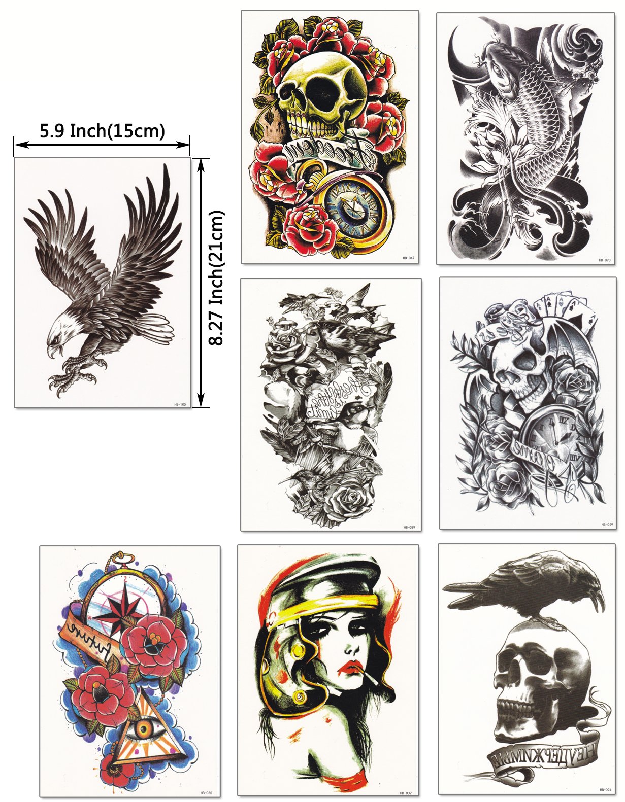 DaLin Extra Large Temporary Tattoos Full Arm and Half Arm Tattoo Sleeves for Men Women 20 Sheets