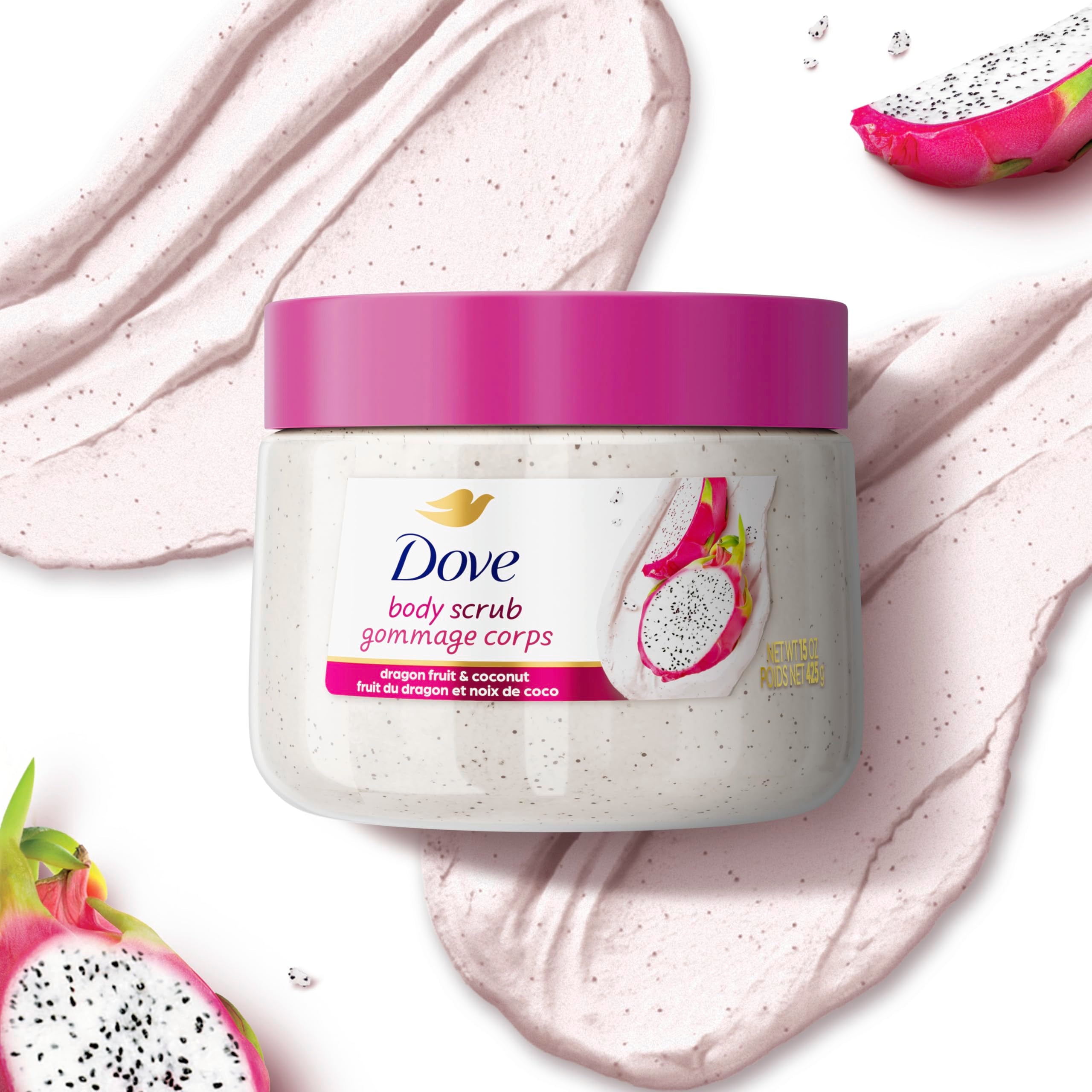 Dove Body Scrub Dragon Fruit & Coconut Cream For Silky Smooth Skin Body Scrub Exfoliates and Provides Lasting Nourishment 15 oz