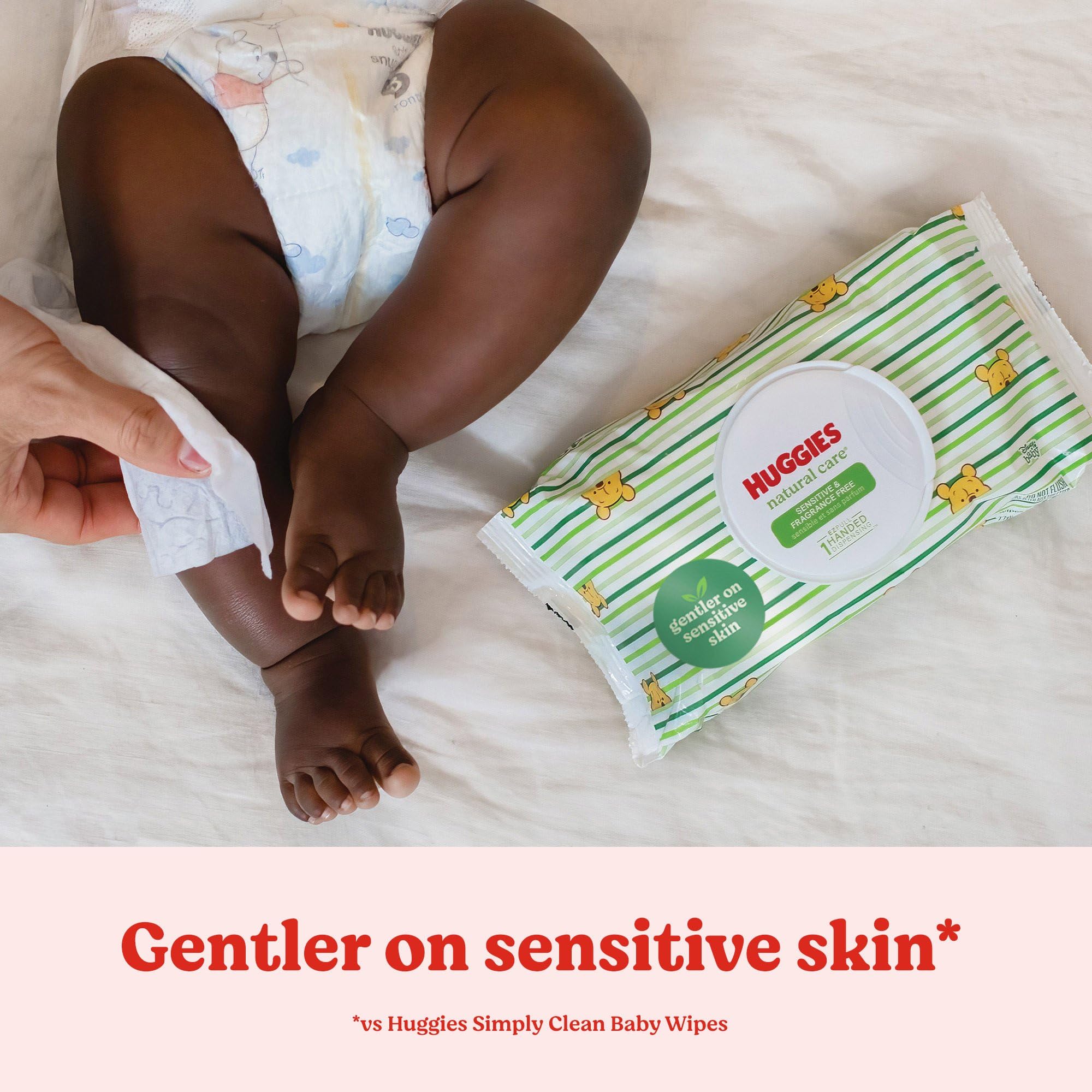 HUGGIES Natural Care Baby Wipes, Refill Pack (184 Sheets Total), Fragrance-free, Alcohol-free, Hypoallergenic