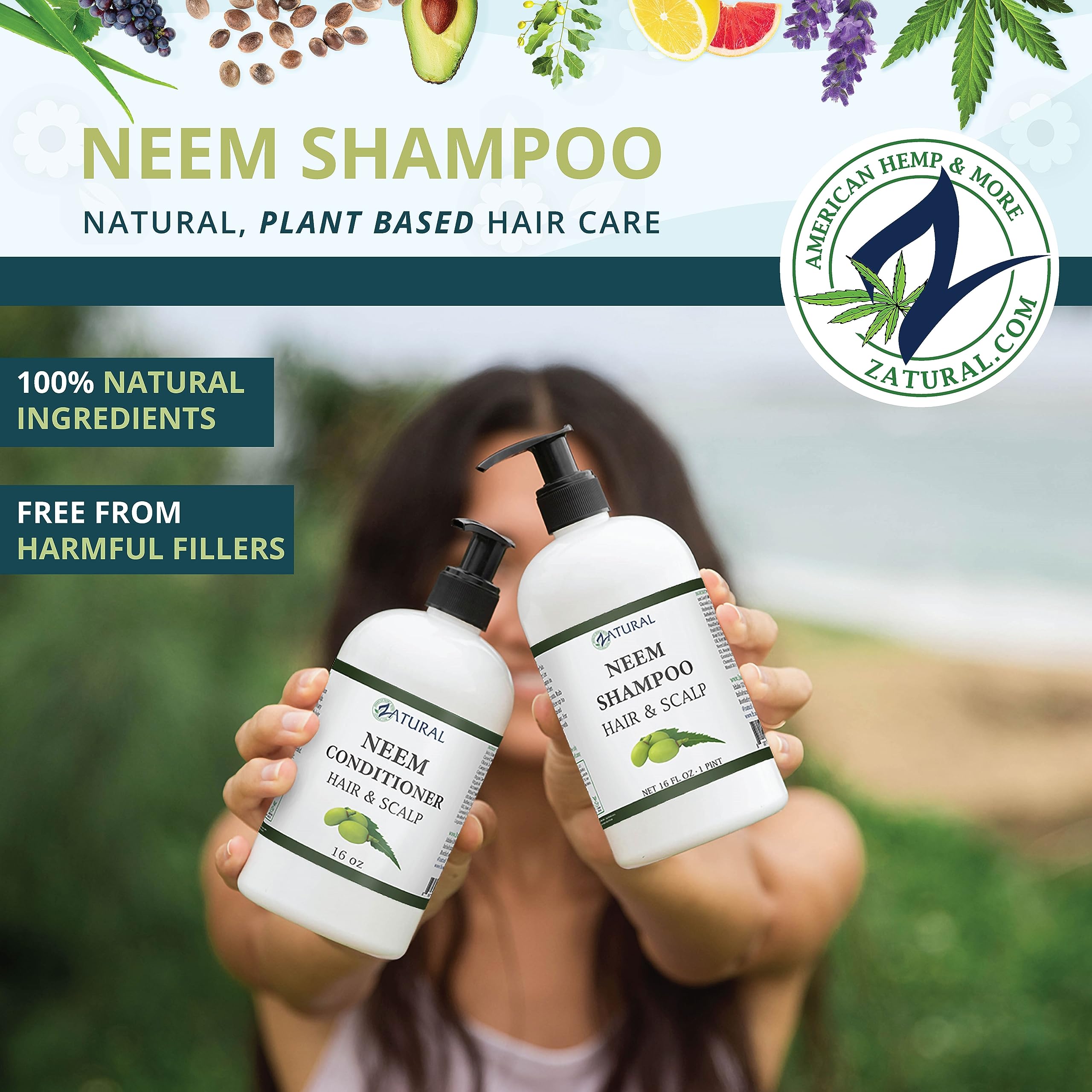 16 Ounce : Neem Scalp Shampoo (16 Ounce) - Pure Organic Neem, 3 sizes, Lowest Price