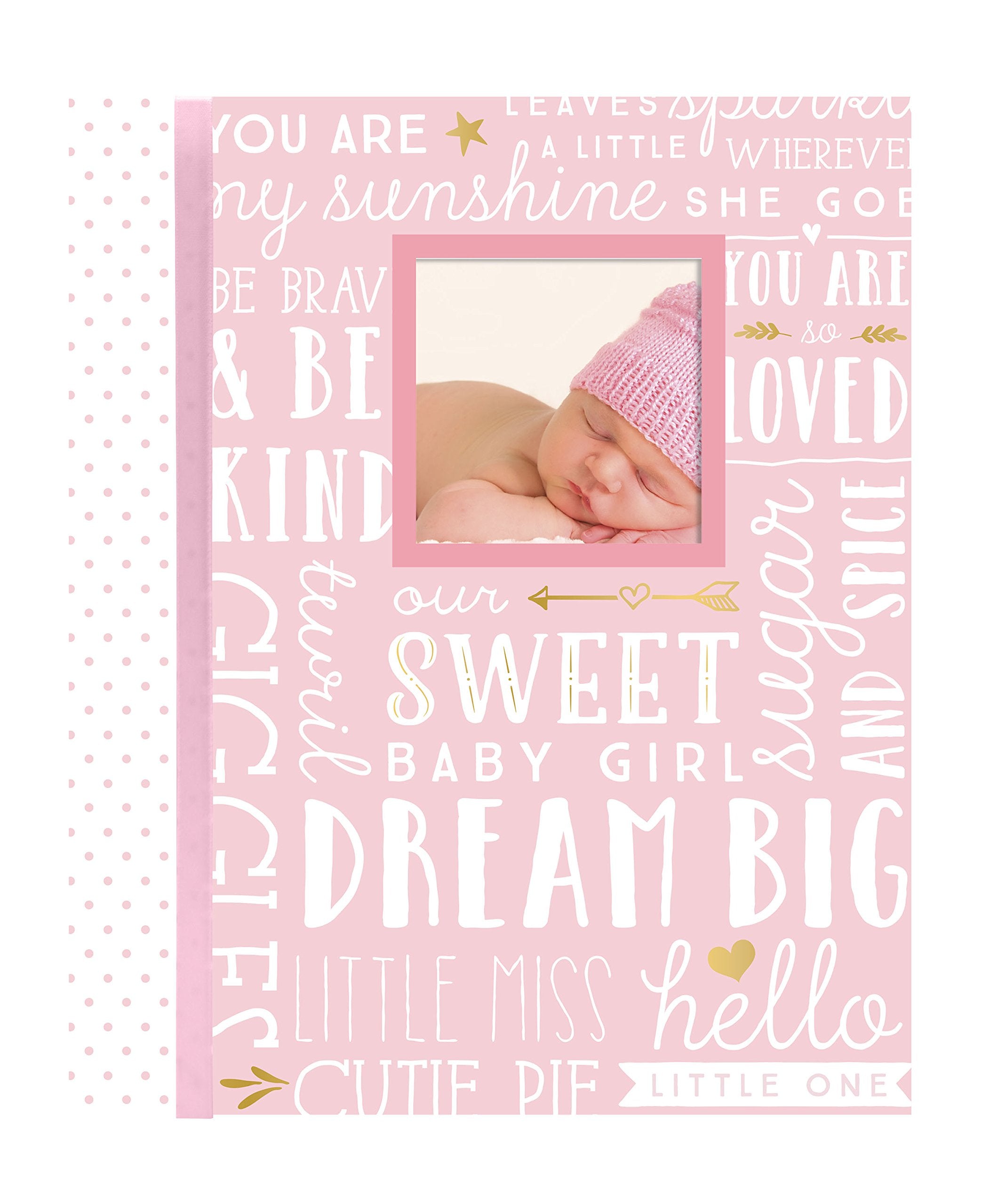 Lil Peach First 5 Years Dream Big Wordplay Baby Memory Book, Baby Keepsake Journal, Gift For New And Expecting Parents, 46 Fill In Pages, Pink