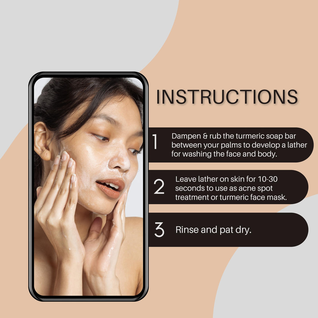 Pack of 2 - Organic Turmeric Face and Body Soap Bar, Vitamin C, Palm Oil, Olive Oil, Turmeric Oil, Turmeric Powder, with 1 Bamboo Wooden Soap Dish Tray - Birthday, Housewarming, Wedding Gift