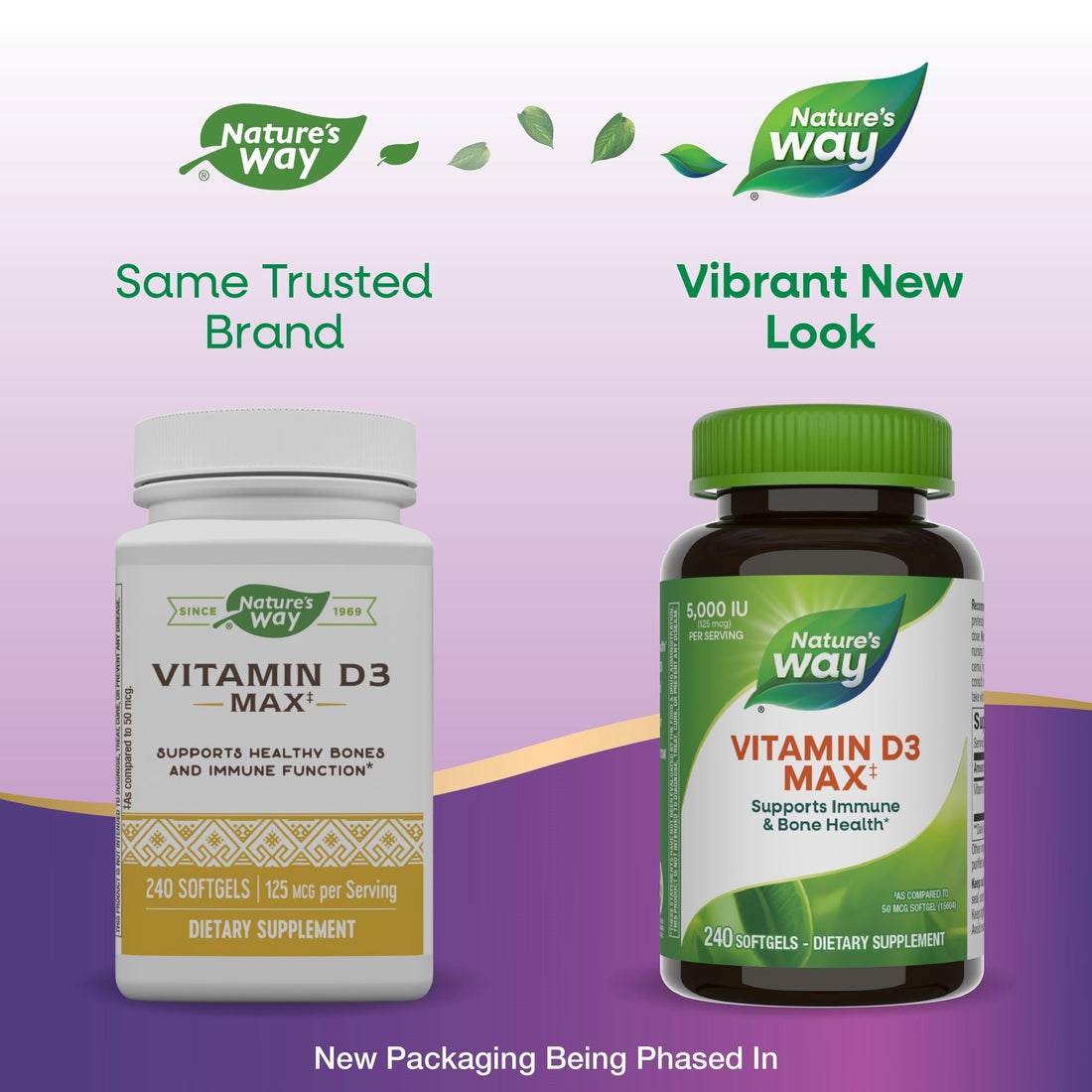 Nature's Way Vitamin D3 Max**, High Potency Vitamin D3, Supports Healthy Bones and Teeth*, Supports Immune Health*, 5000 IU (125 mcg) per Serving, 240 Softgels (Packaging May Vary)