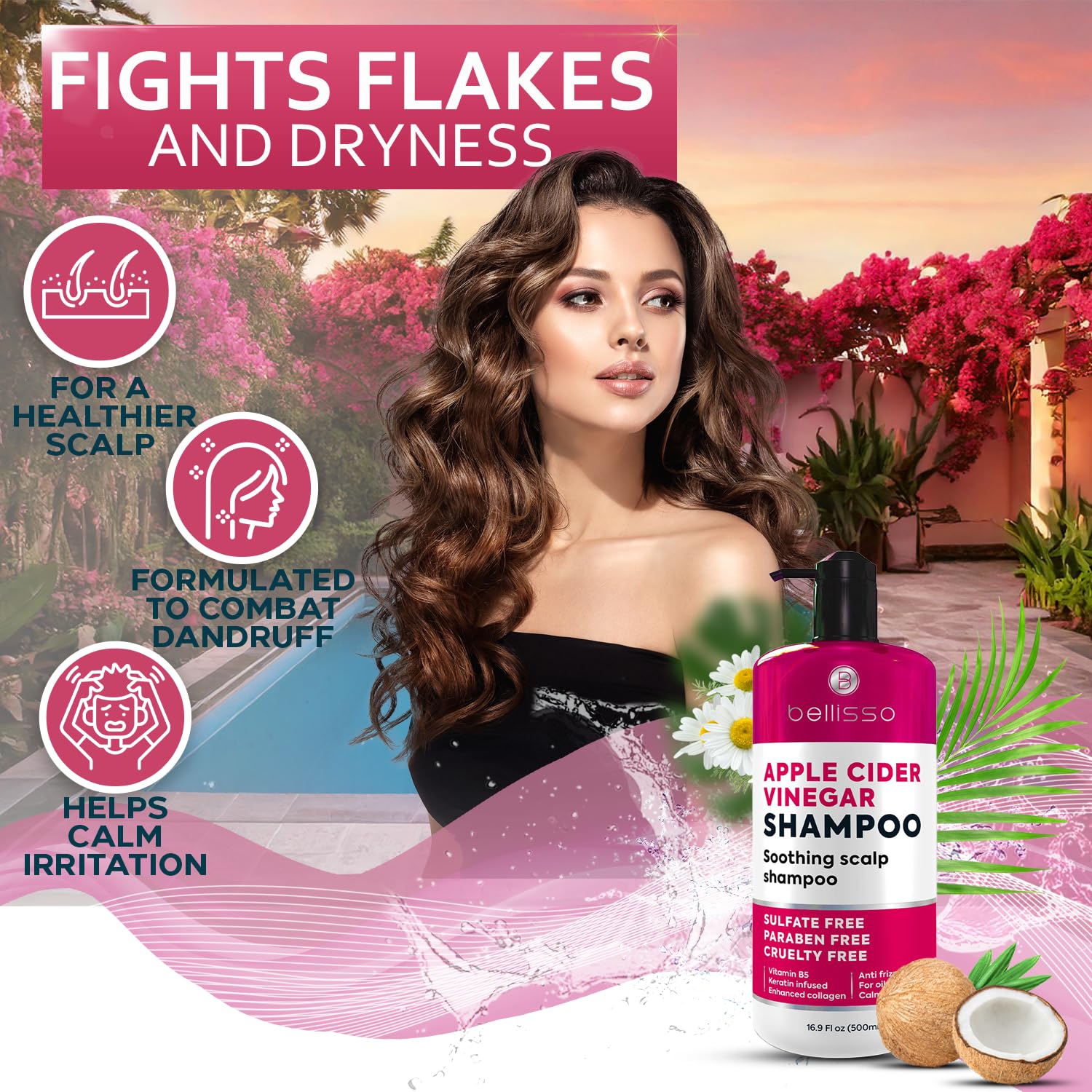 Apple Cider Vinegar Shampoo - Sulfate Paraben and Silicon Free Anti Dandruff Product for Women and Men - Deeply Moisturizing Formula - Dry Scalp Treatment for Oily Hair – Professional Grade Products