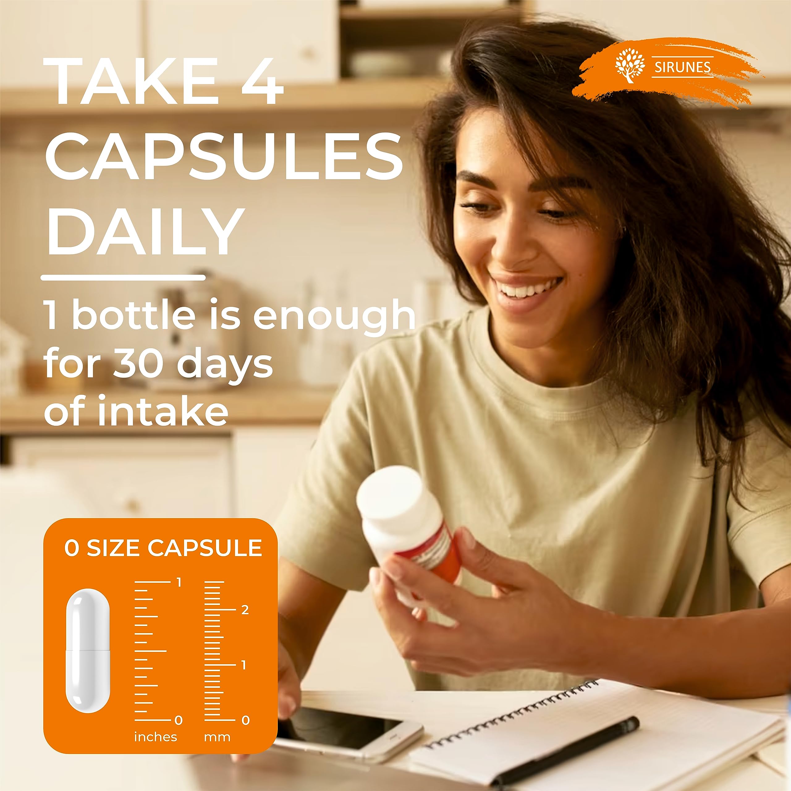 SIRUNES Chicken Collagen Capsules - Type II Collagen Nutritional Supplement for Joint, Skin & Bone Support - Non-GMO, Anti-Aging Dietary Supplements with Hydrolyzed Collagen Peptides - 120 Capsules