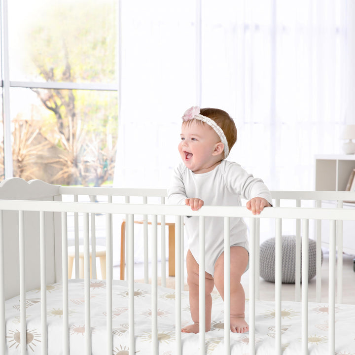 Sweet Jojo Designs Boho Desert Sun Girl Fitted Crib Sheet Baby or Toddler Bed Nursery - Blush Pink Mauve Gold Taupe Bohemian Watercolor Mountains Southwest Nature Outdoors Minimalist Geometric