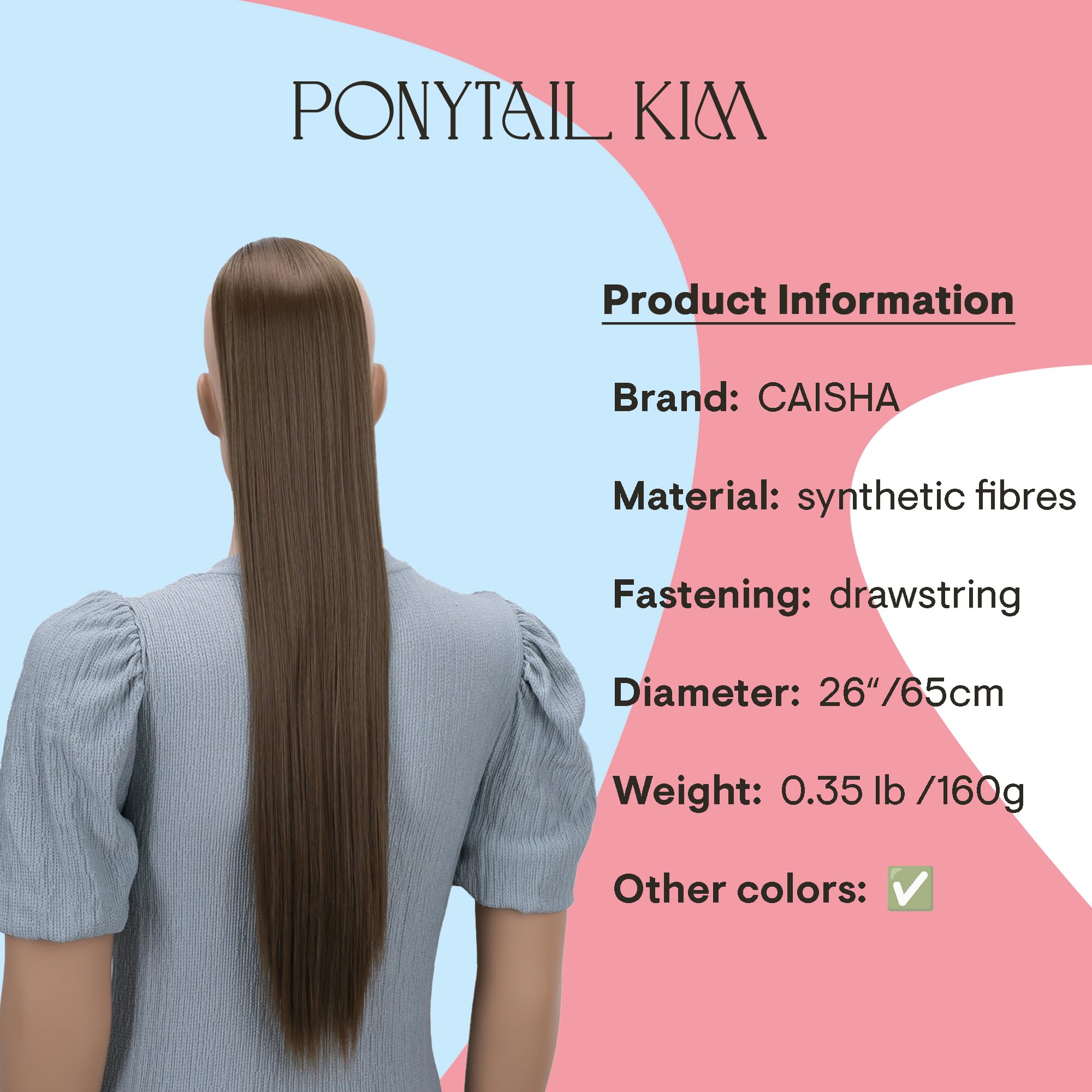 PRTTYSHOP Hair Piece Pony Tail Extension Draw String Voluminous Curly Heat-Resisting 26 cm light brown # 12 PH606