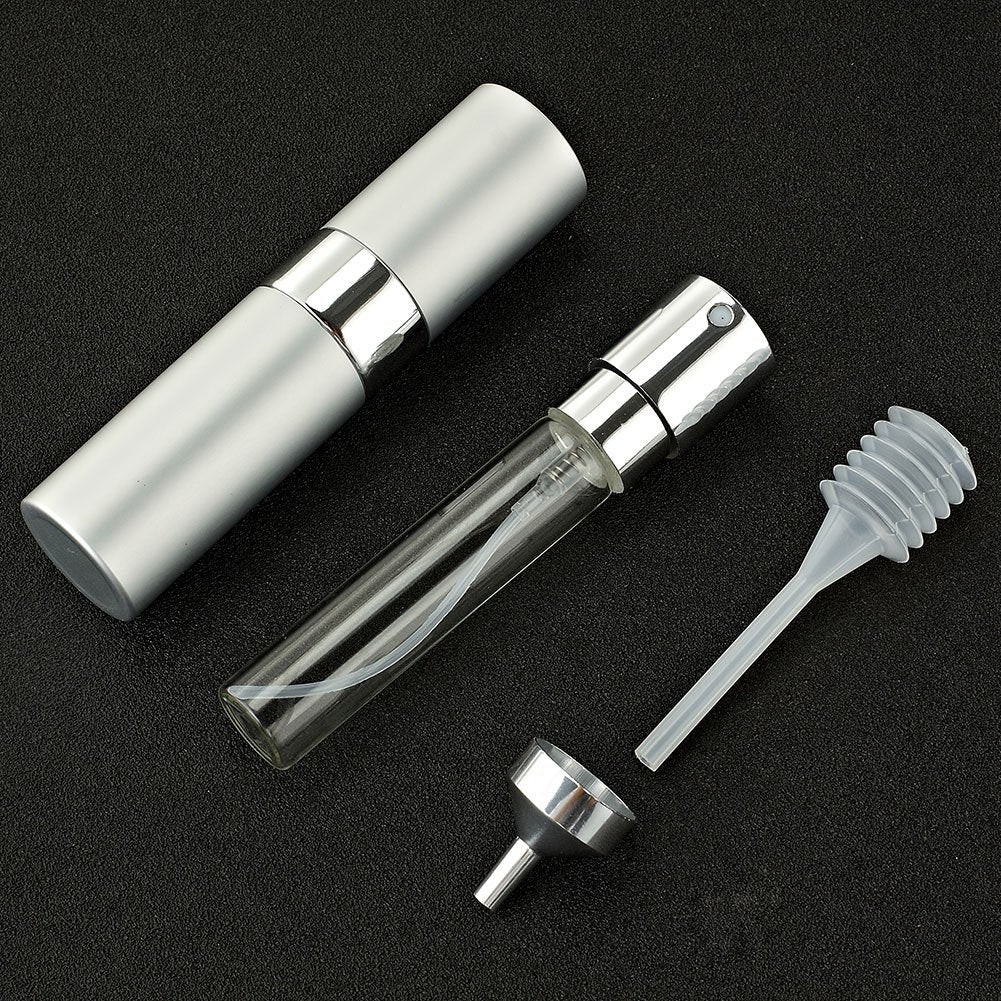 LISAPACK 8ML Atomizer Perfume Spray Bottle for Travel, Empty Refillable Cologne Dispenser, Portable Sprayer (Silver)