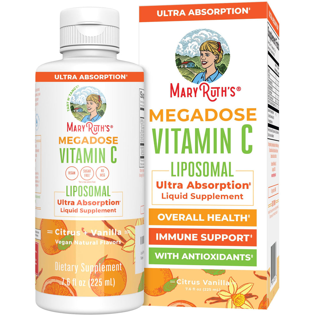 MaryRuth Organics Liposomal Vitamin C | Immune Support Supplement | Megadose Vitamin C Supplement 500mg | Skin Care | Liquid Vitamin C | Vitamin E | Vegan | Non GMO | 30 Servings