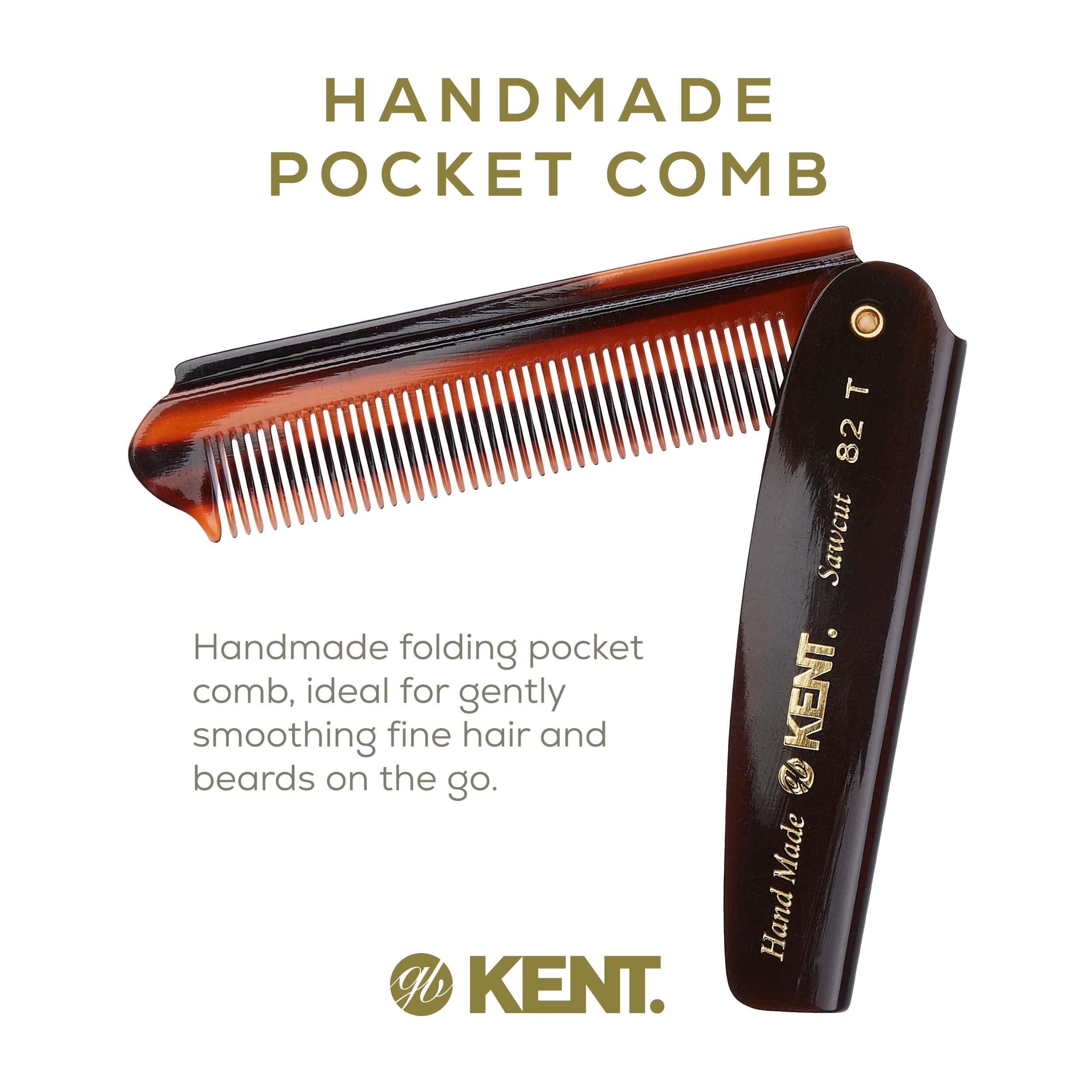 Kent Authentic Handmade Super fine Folding Comb, Dark Brown, 90mm