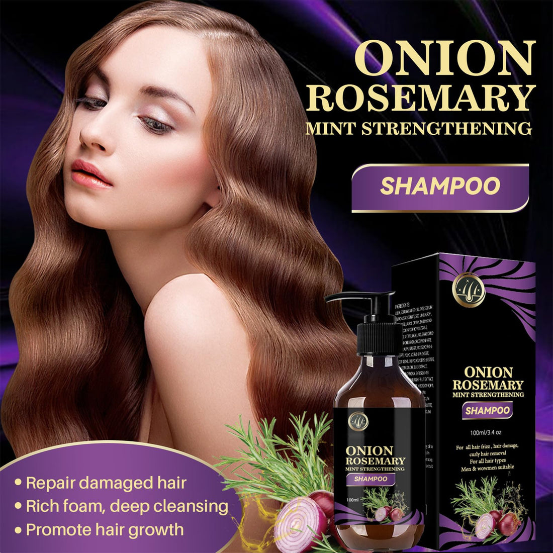 Biotin, Rosemary and Onion Shampoo and Conditioner Set for Stronger, Thicker and Longer Hair - Targets Hair Loss and Thinning (2 PCS)