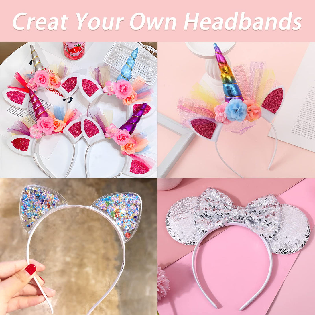 Candygirl Girls' DIY Satin Covered Headbands 1cm Width 36cm Circle Size (20pcs White)
