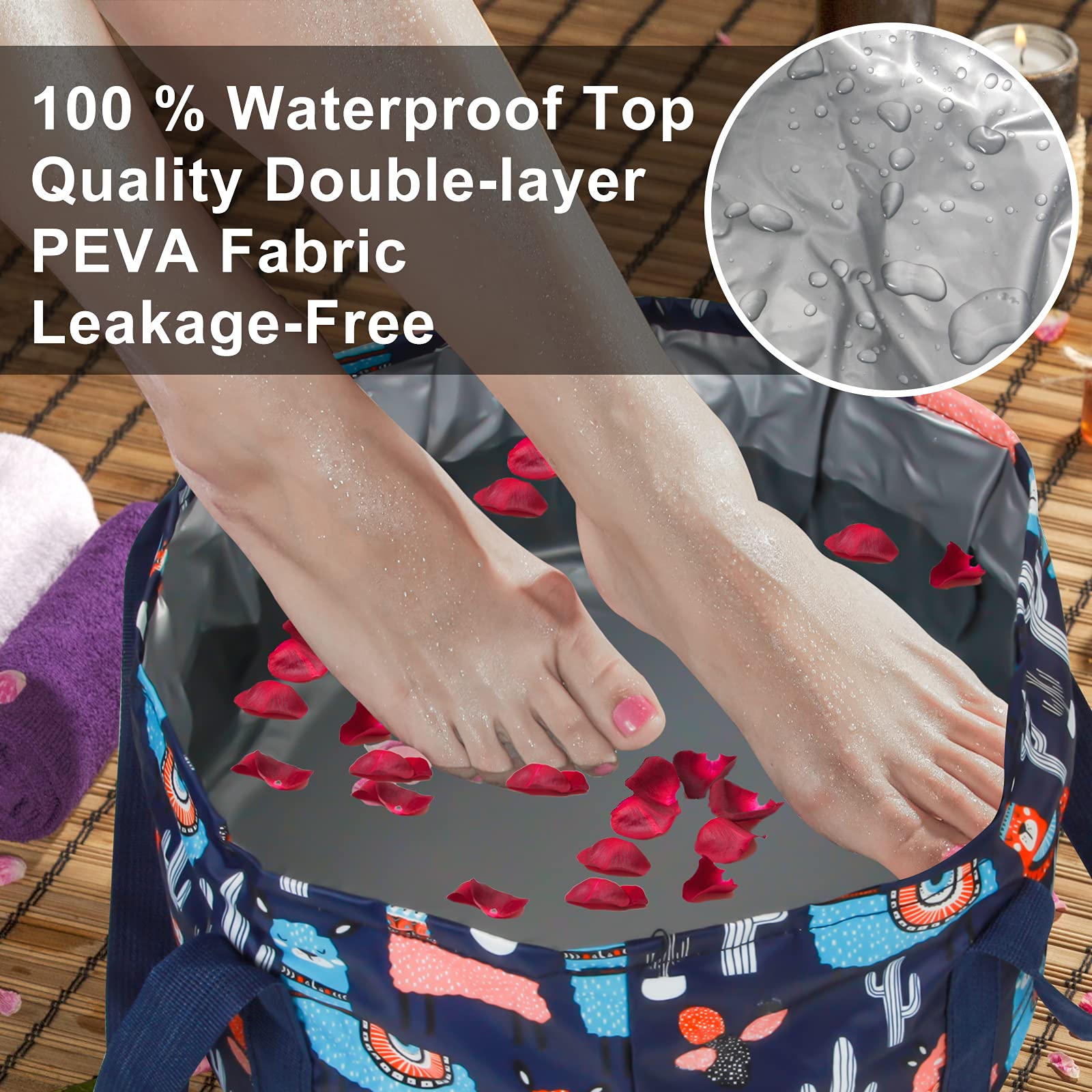 Foot Bath Basin Portable Travel Collapsible Foot Basin Folding Foot Bath Tub Soaking Feet Bucket for Camping Washing