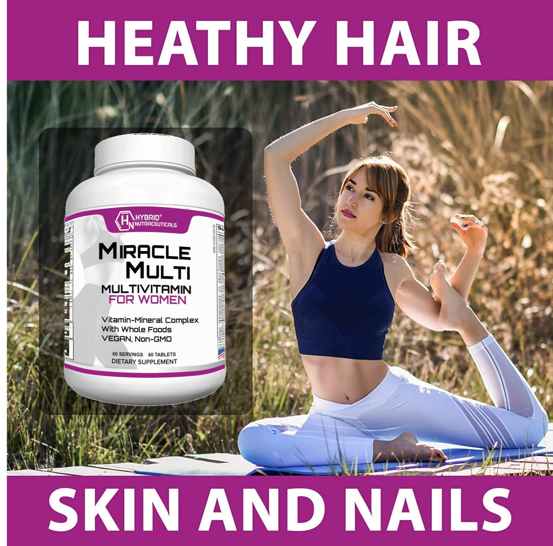 Hybrid Nutraceuticals MiracleMulti Women Multivitamin with Probiotics, Biotin, Folic Acid, Enzymes + Fruit & Vegetable Blend - Immune Support, Heart Health, Energy: 60 Servings (Non-GMO)