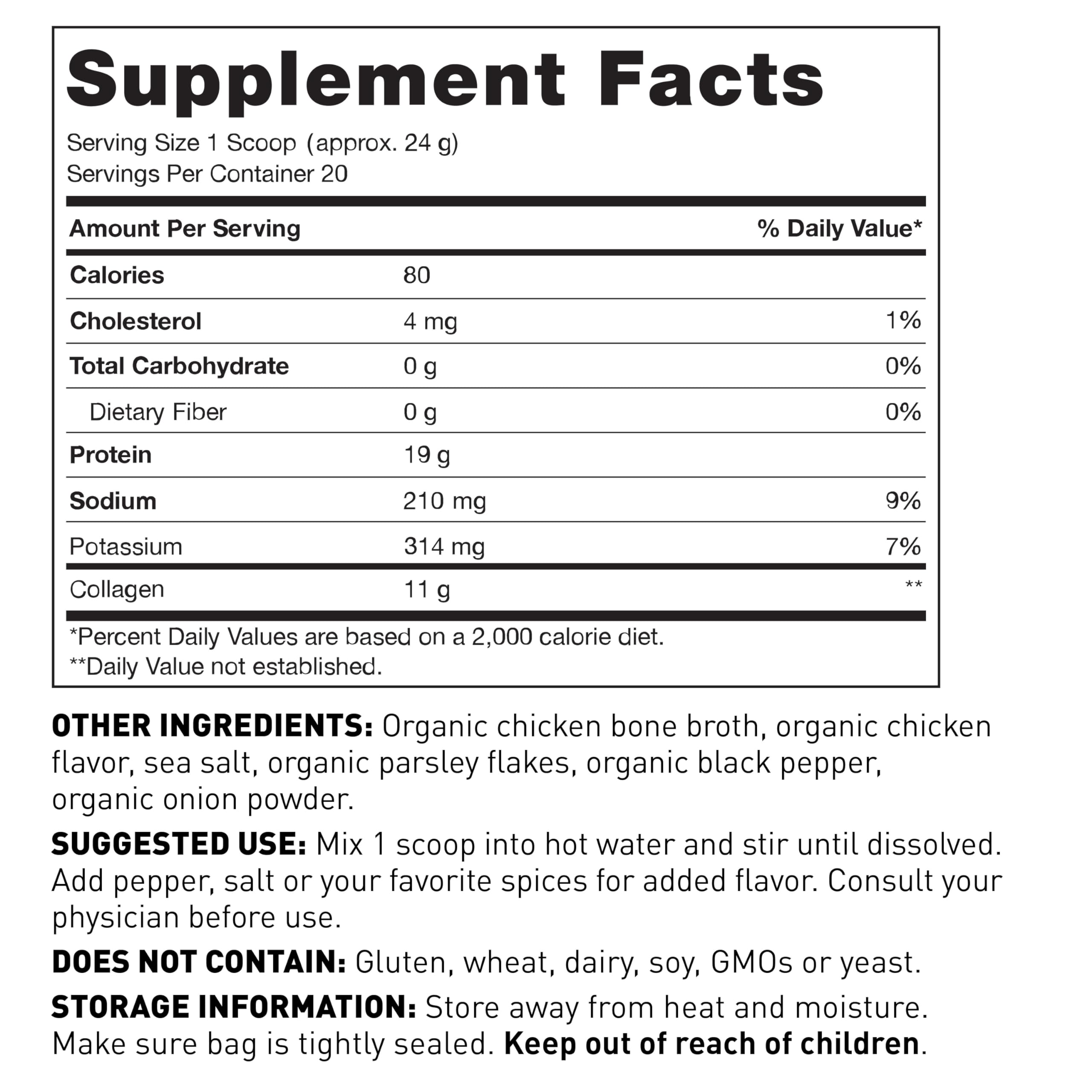 Amy Myers MD Bone Broth Collagen Powder - Type II Collagen Protein Powder from Organic Chicken Bone Broth - Supports Hair, Skin, Nails, Bones & Joints Health - Keto Friendly, 20 Servings (Chicken)