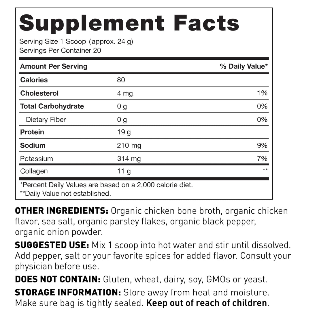 Amy Myers MD Bone Broth Collagen Powder - Type II Collagen Protein Powder from Organic Chicken Bone Broth - Supports Hair, Skin, Nails, Bones & Joints Health - Keto Friendly, 20 Servings (Chicken)