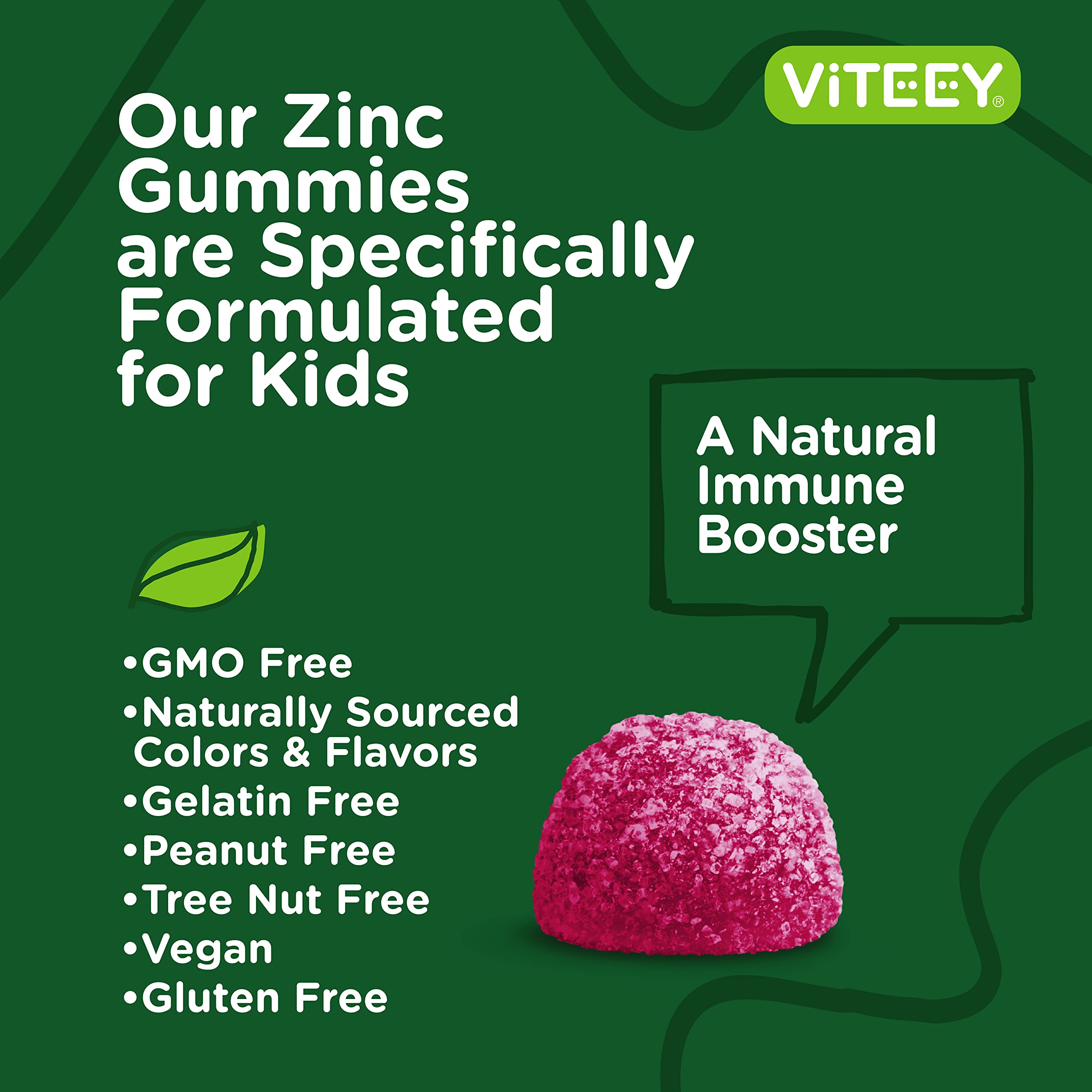 Zinc for Kids Gummies 15mg - Immune Support for Kids & Teens - Powerful Natural Antioxidant, Kids Zinc Vitamin Supplement - Vegan, Gelatin Free, Gluten Free - Tasty Chewable Berry Flavor Gummy