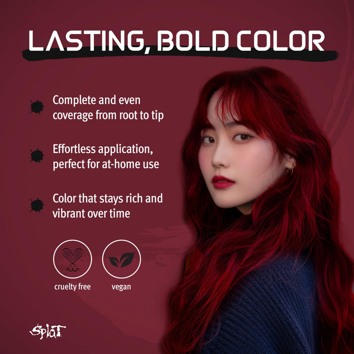Splat Vegan and Cruelty-Free Semi-Permanent Hair Color Dye (6 Fl Oz, MIDNIGHT RUBY)
