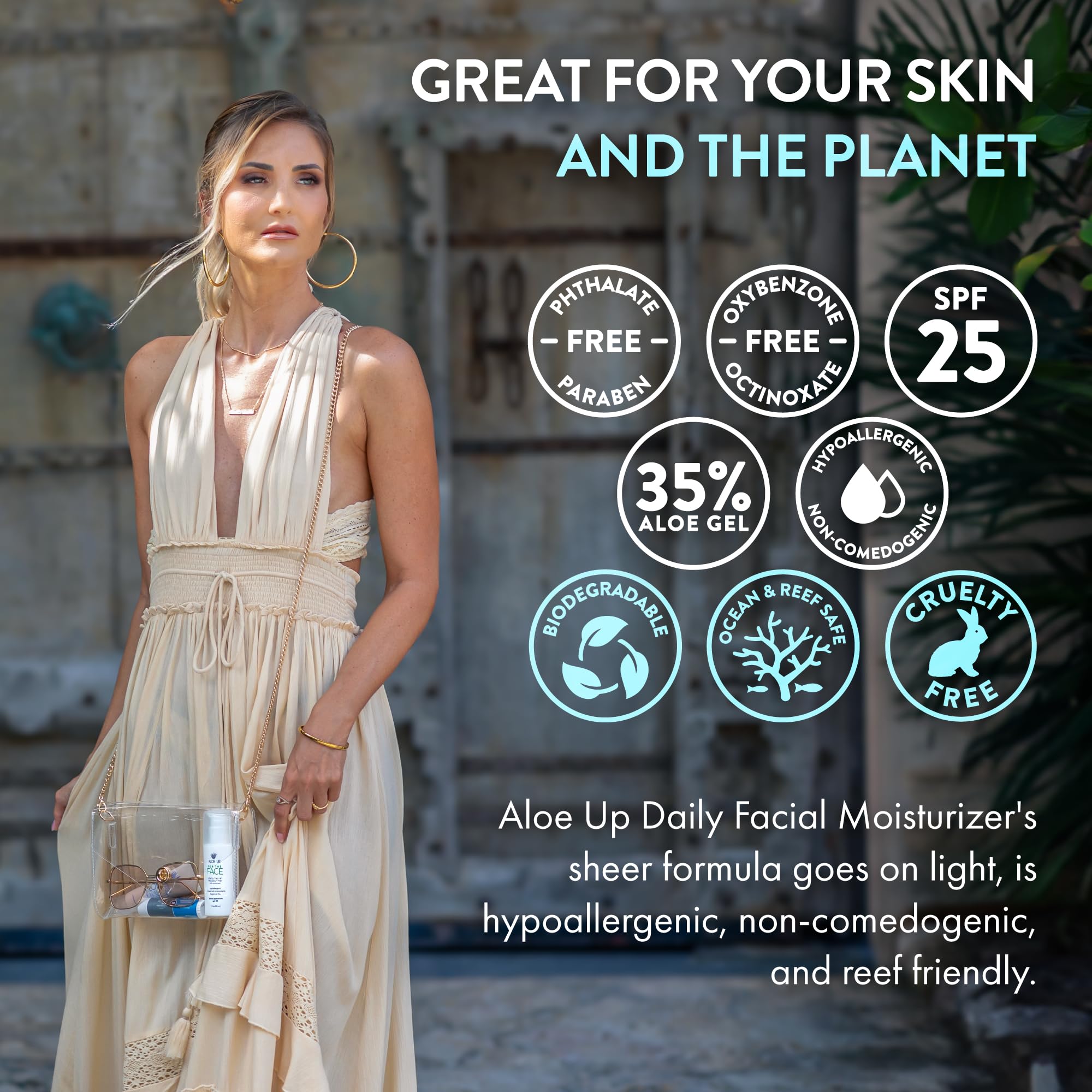 Aloe Up Sun and Skin Care Products For The Face SPF 25 Daily Facial Moisturizer, 1.7.
