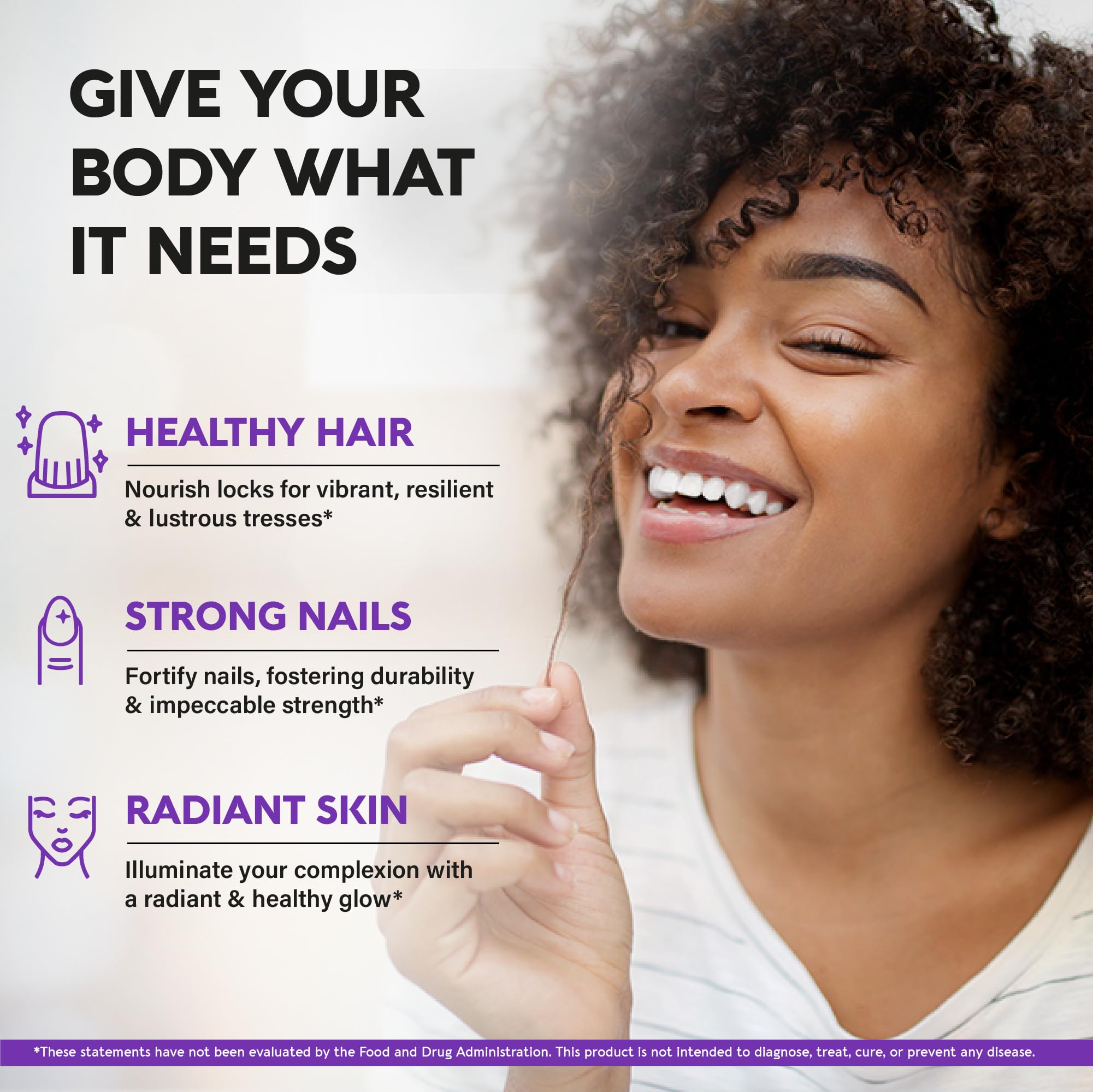 Biotin | Collagen | Keratin - Clinically Tested Supplement - Hair Growth Support - Skin & Nails Complex - 25000 mcg Vitamins B2, B3, B6 & B7 | Hyaluronic Acid - Made in USA - Women & Men, 120 Capsules