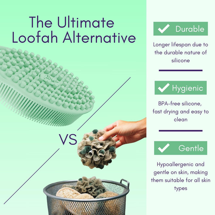 Avilana Silicone Body Scrubber – Dual-Sided Silicone Loofah for Shower, Body Scrubber for Men & Women, Gentle Loofa Alternative, Easy-to-Clean Silicone Body Scrubber Exfoliator