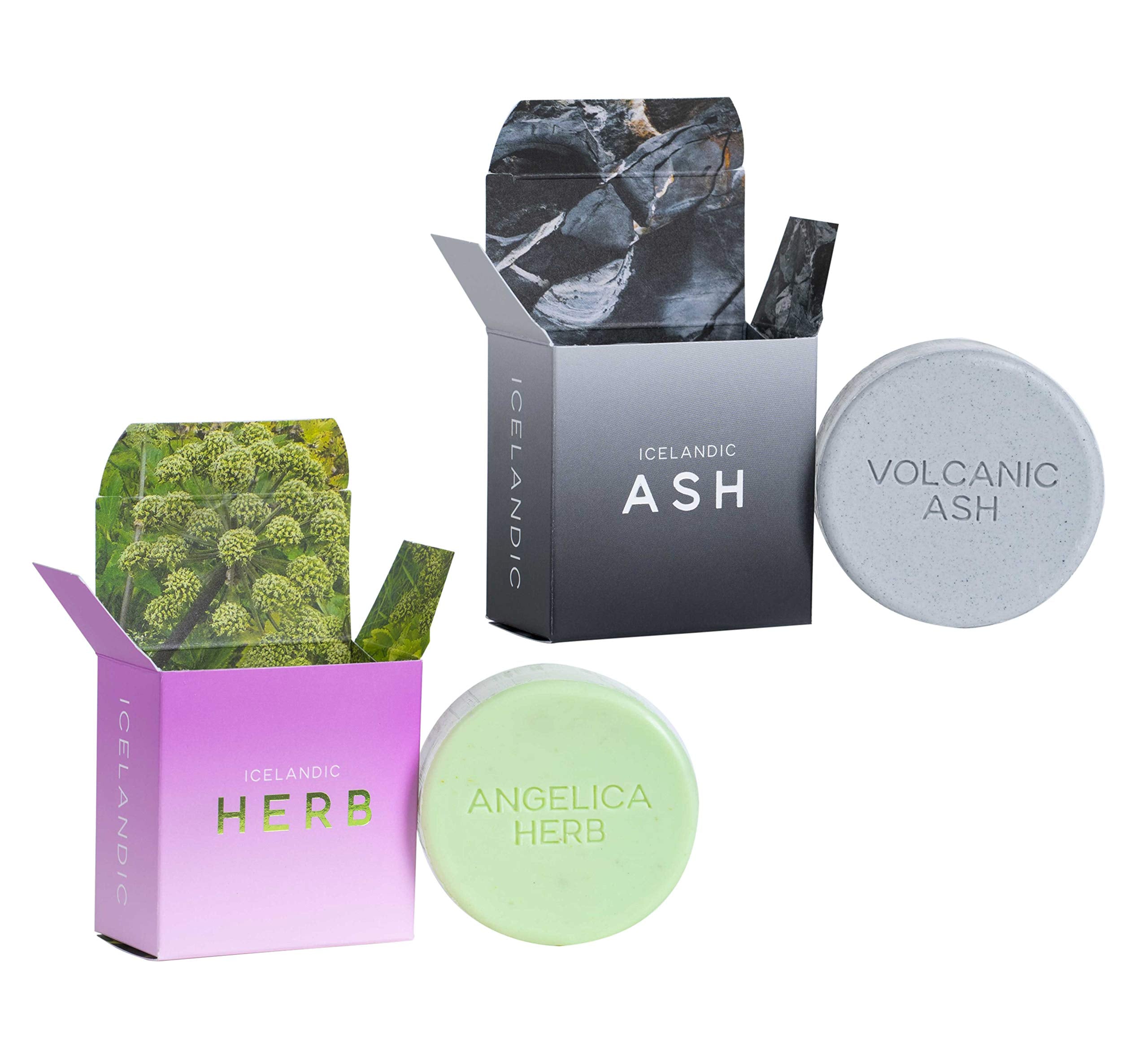 Kalastyle Exfoliating Bars of Soap From Natural Ingredients, Assorted Scents - Icelandic Volcanic Ash and Angelica Herb, Set of 2, 4.3 Ounce Each