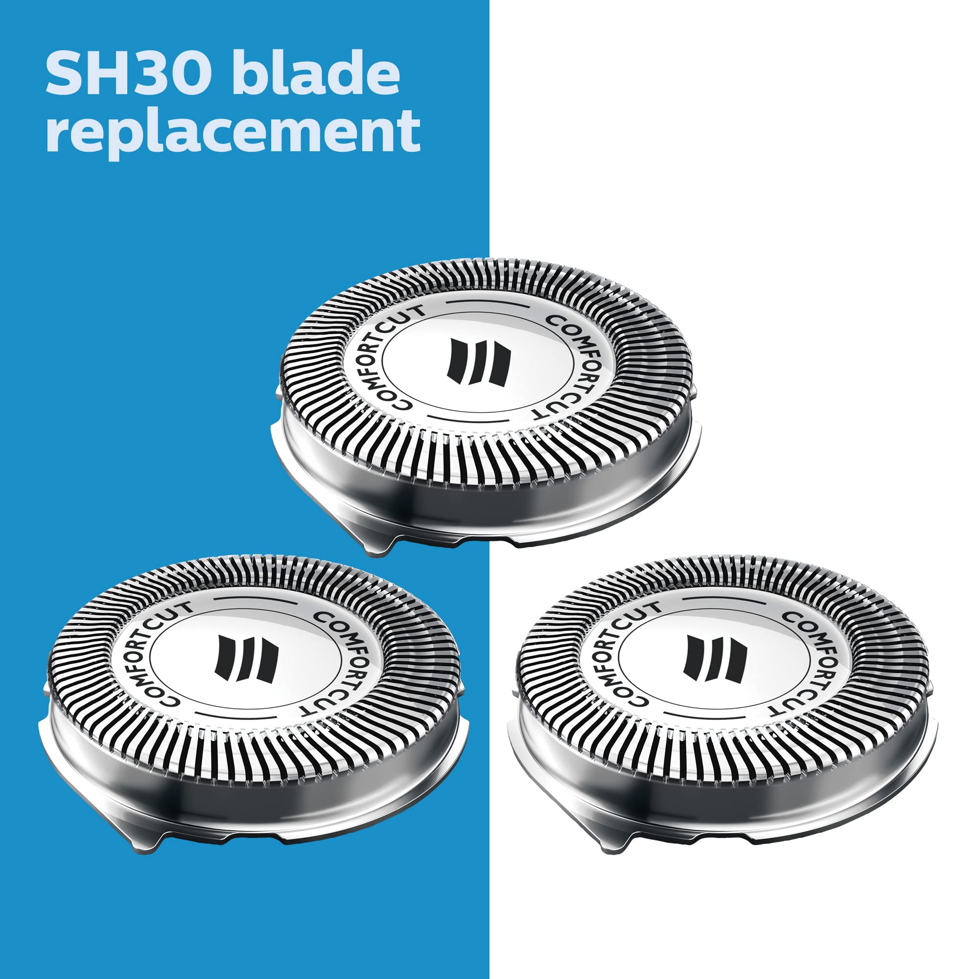 Philips Norelco SH30/52 Shaving Heads, Compatible with Philips Shavers Series 1000, 3000 and 5000, Powerful Performance, Self-Sharpening, 3 Pieces, Model SH30/52