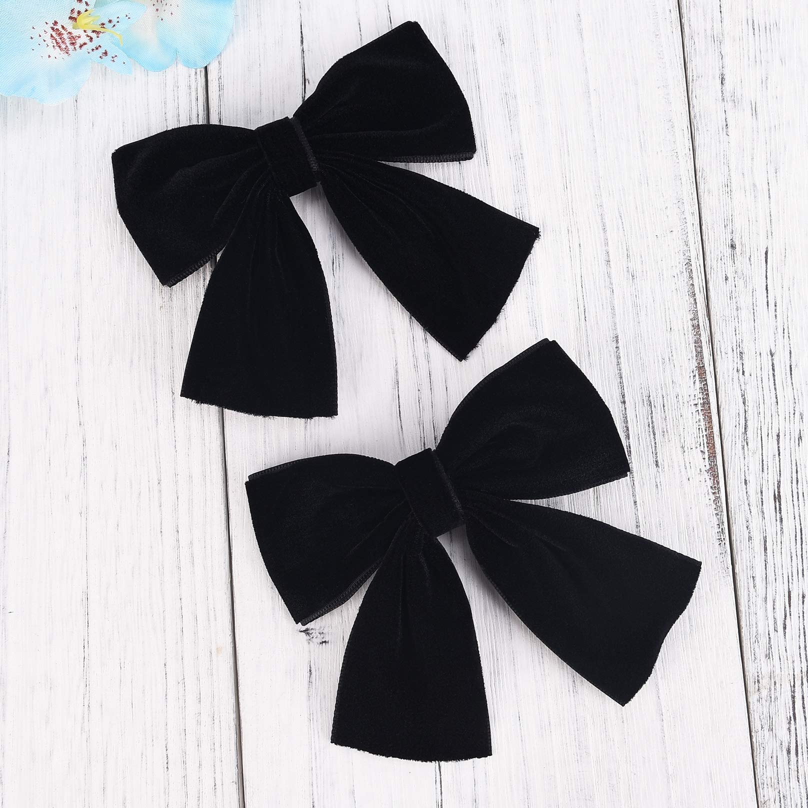 DEEKA 2 PCS 4 Hand-made Velvet Hair Bows Alligator Clips Hair Accessories for Little Teen Toddler Girls Kids Set of 2 -Black