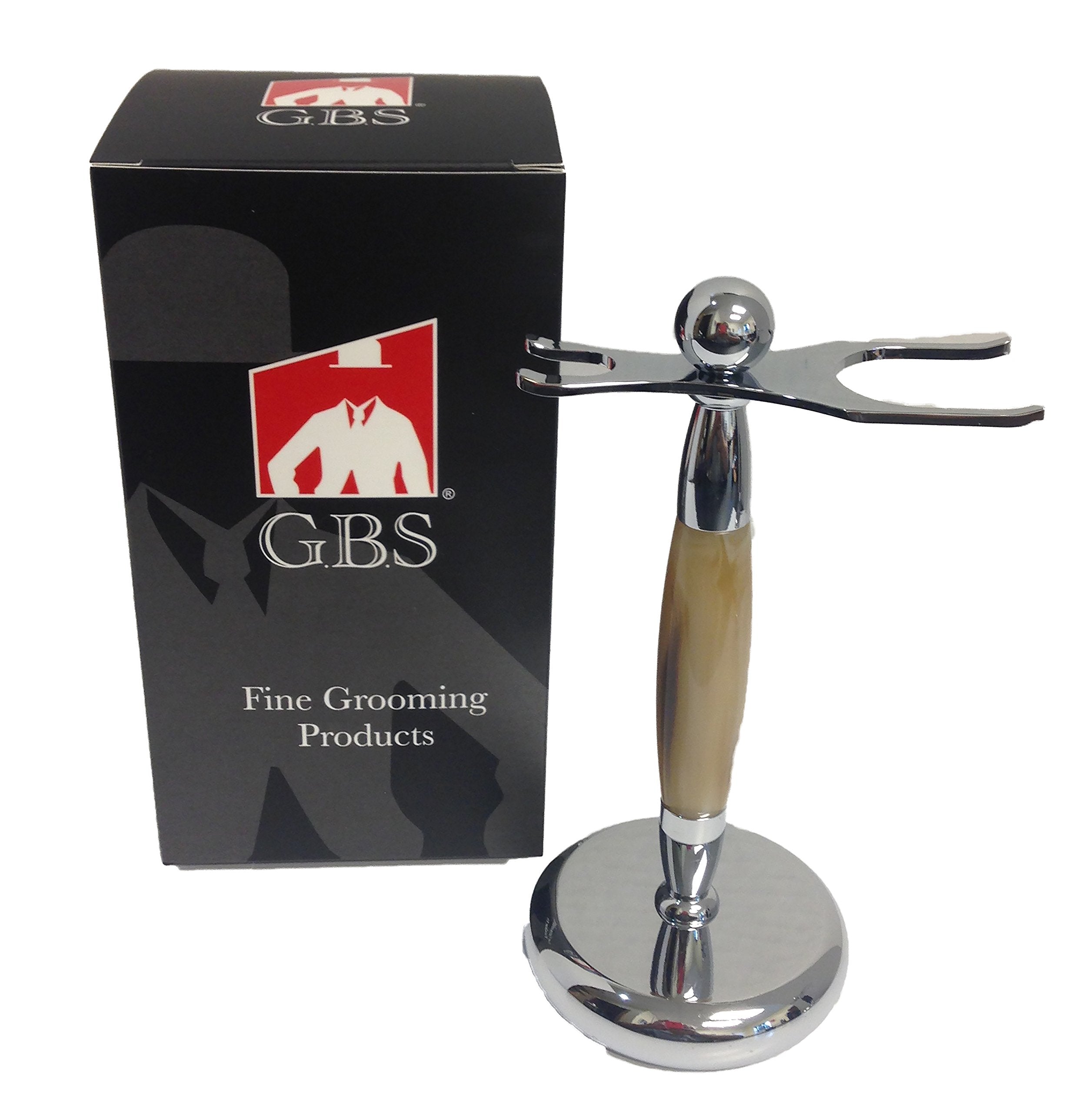 GBS Brush and Razor Chrome Stand with Horn Accents