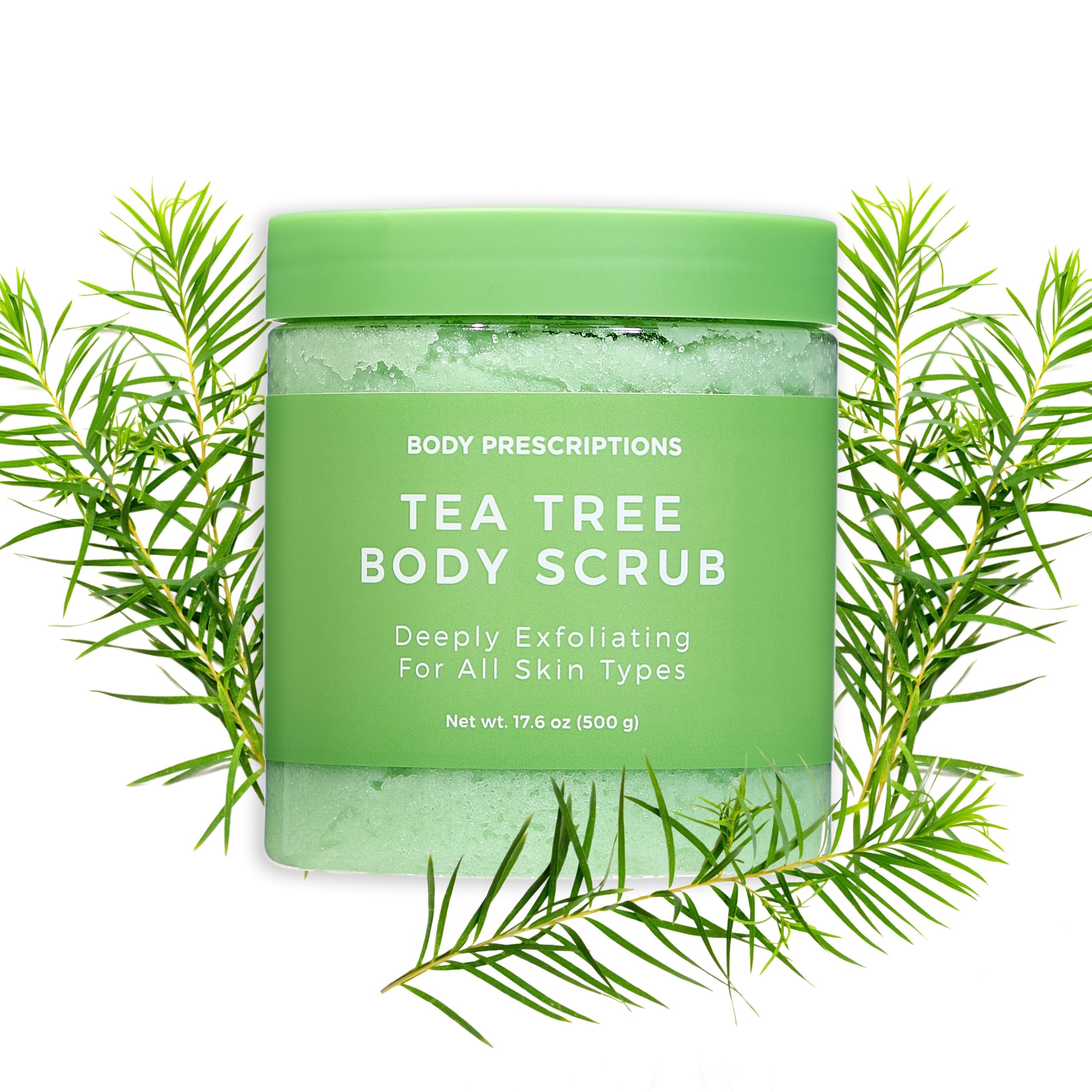 Body Prescription Deep Exfoliating Body Scrub - Cruelty-Free Formula for All Skin Types, 17.64 Ounce (Pack of 1), Tea Tree