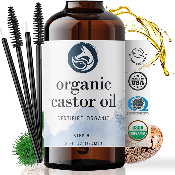 Foxbrim Organic Castor Oil - 4oz - 100% Pure - Hexane Free - Incredible Benefits For Hair, Skin, Eyelashes, Eyebrows& Nails