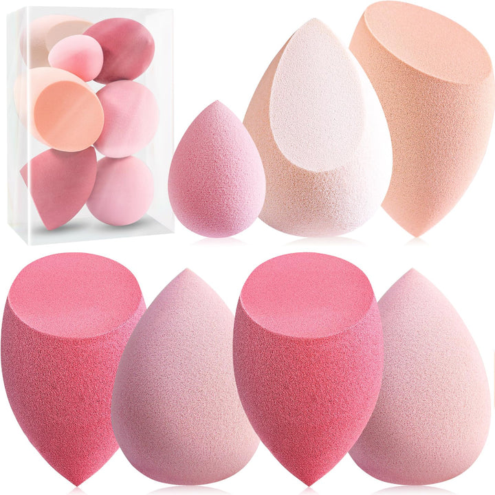 Makeup Sponge Set Foonbe Blender Sponges 7 Pcs for Liquid, Cream, and Powder, Latex Free, Multi colored Beauty Sponges with 1 Mini Sponge, Vegan & Cruelty-Free