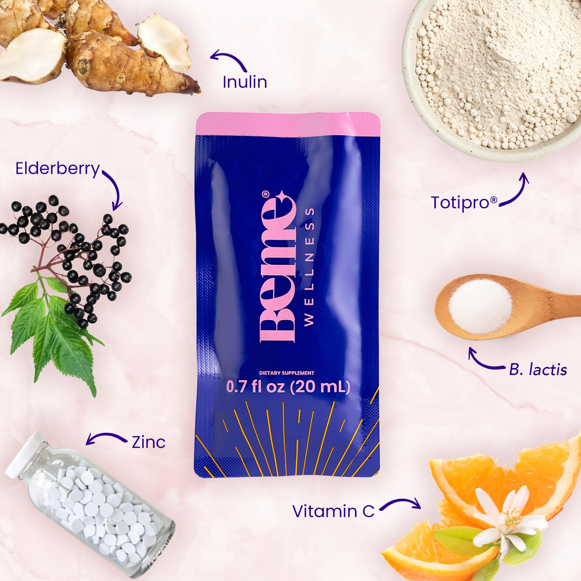 BeMe 3-in-1 Liquid Probiotic for Women & Men, Be Healthy-Drinkable Liquid Probiotics Supplement for Digestive & Gut Health - Prebiotic, Probiotic, & Postbiotic Supplements for Adults (30 Sachets)