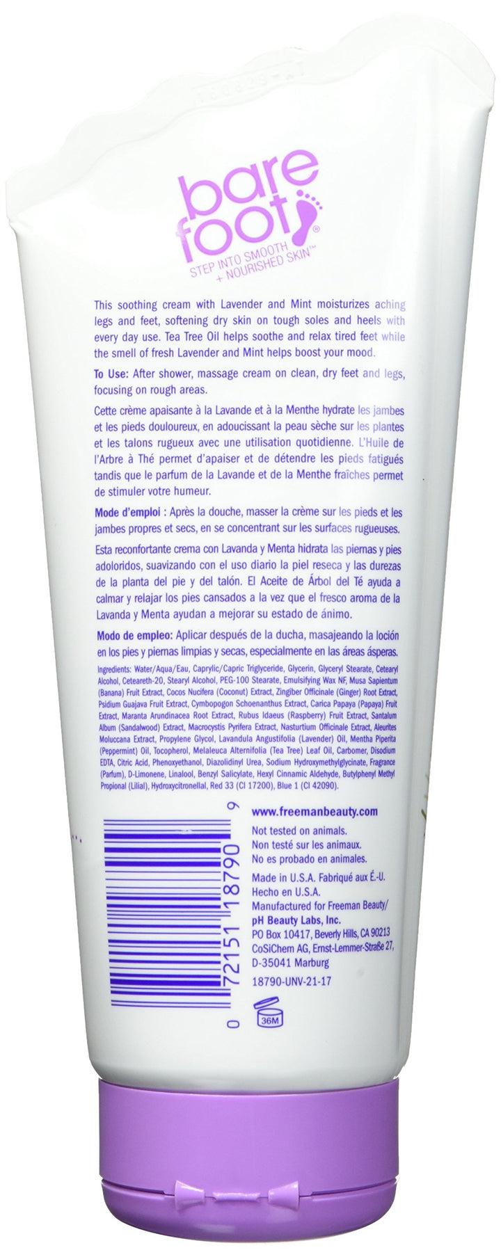 Freeman Bare Foot Healing Cream Lavender And Mint - 5.3 Oz