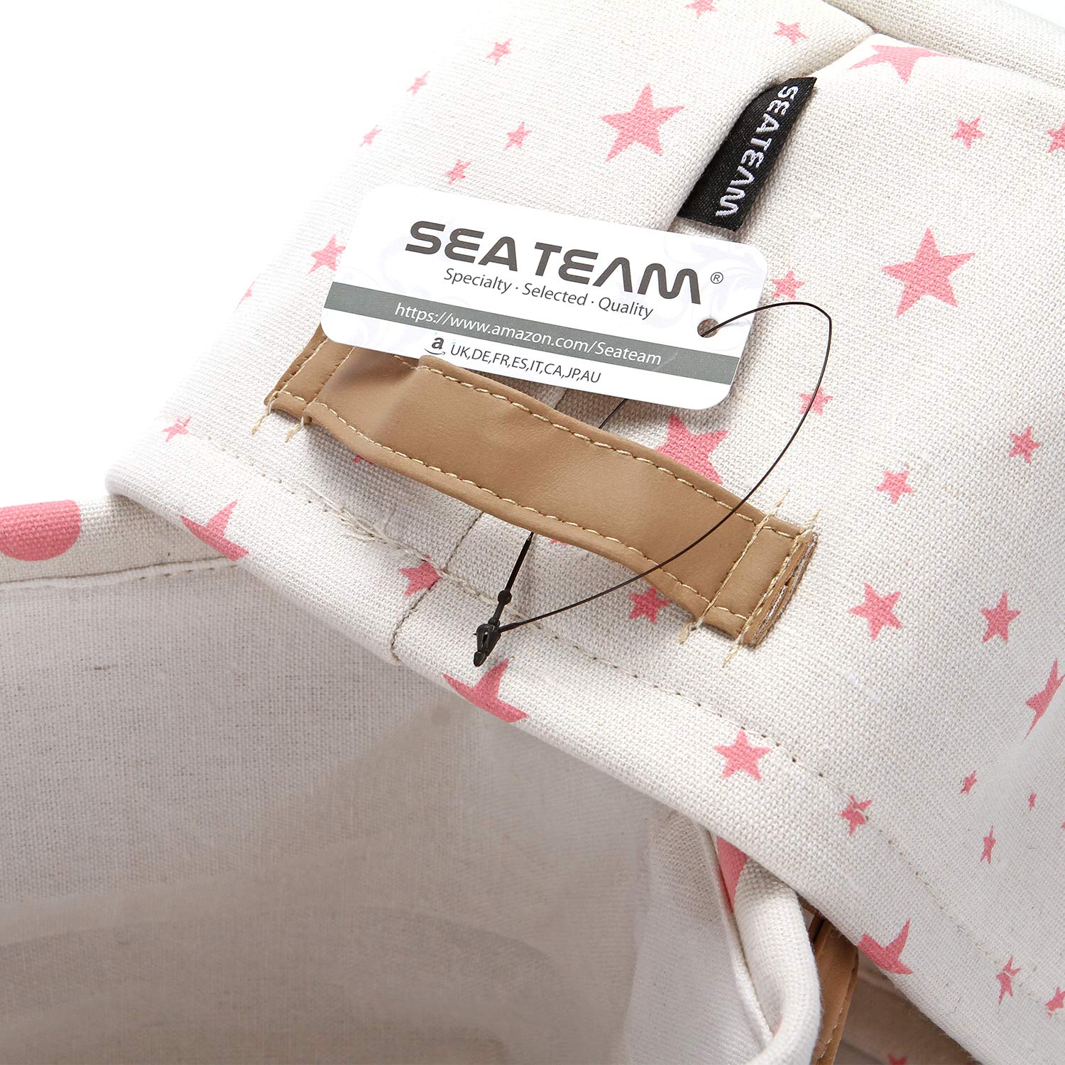 Sea Team Collapsible Small Canvas Fabric Storage Basket with Handles, Square Mini Storage Box, Cube, Foldable Shelf Basket, Closet, Desk Organizer for Nursery, Home, Office (Pink, Set of 4)