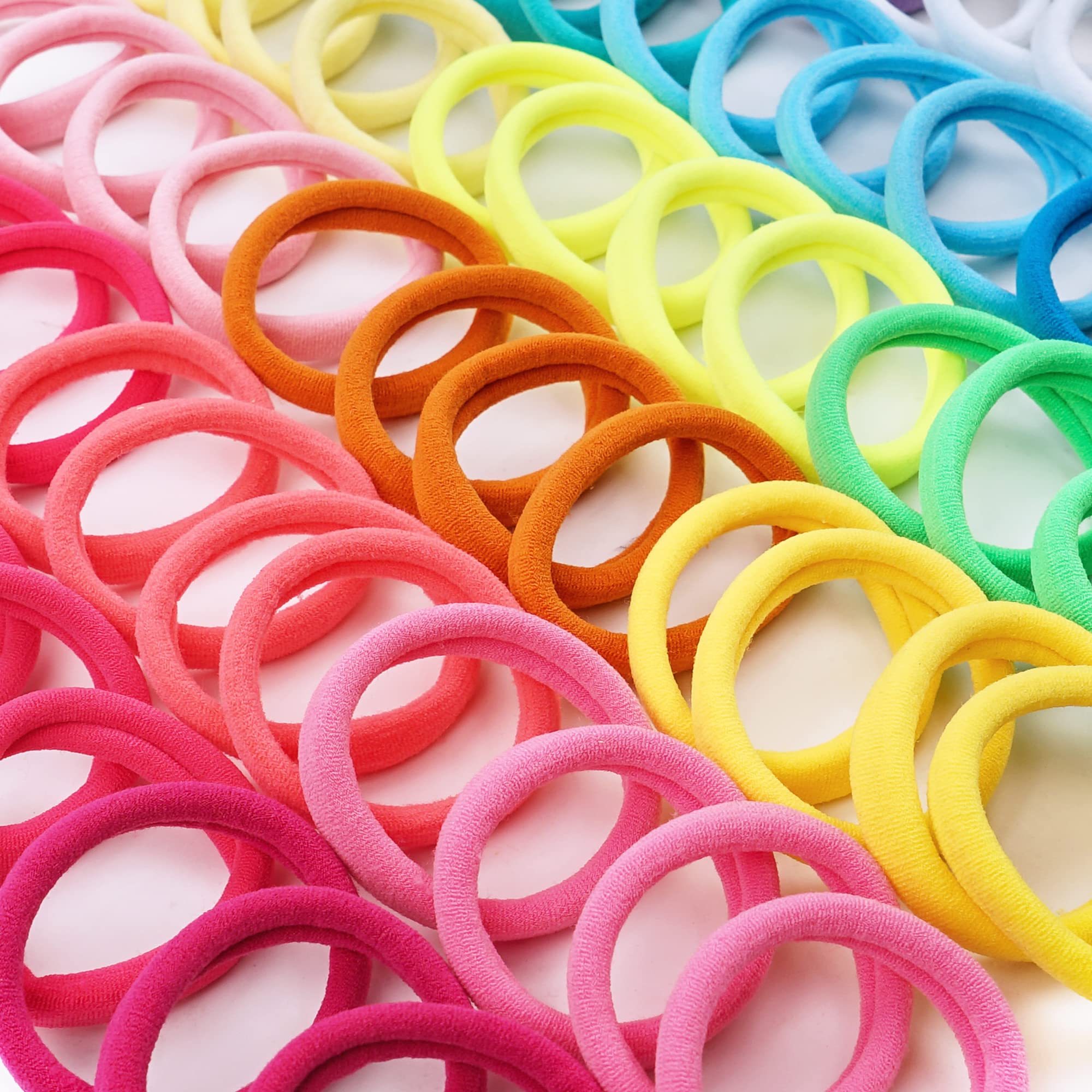 100pcs Solid Colors Seamleass No Crease 4cm Elastic Hair Ties Pigtail Ties HairBands Ponytail Holders Hair Ropes Hair Accessories for Baby Girls Toddlers Kids and Children