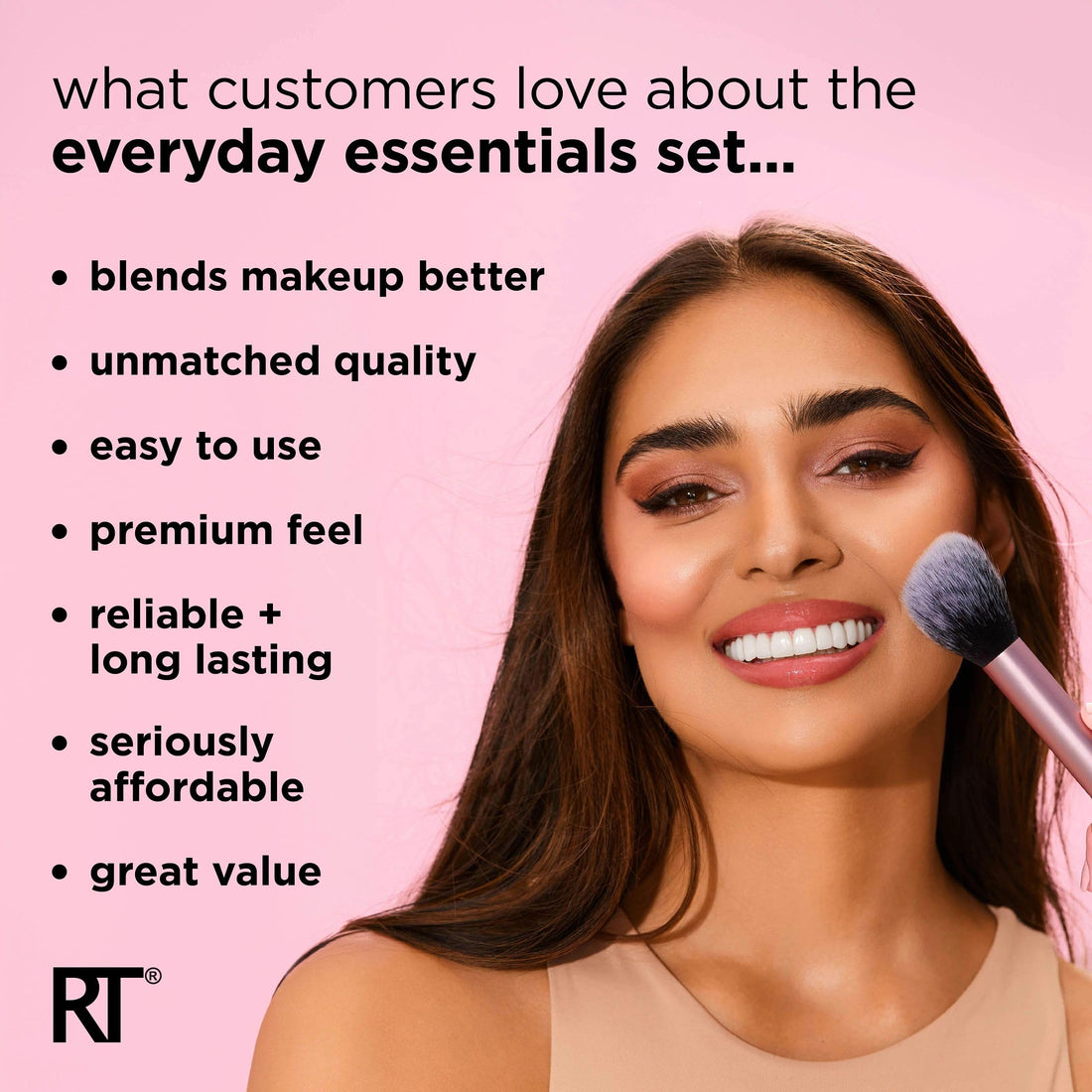 REAL TECHNIQUES By Sam & Nic Everyday Essentials For Blush + Foundation + Shadow + Highlighter + Concealer, 200 g, Multicolour